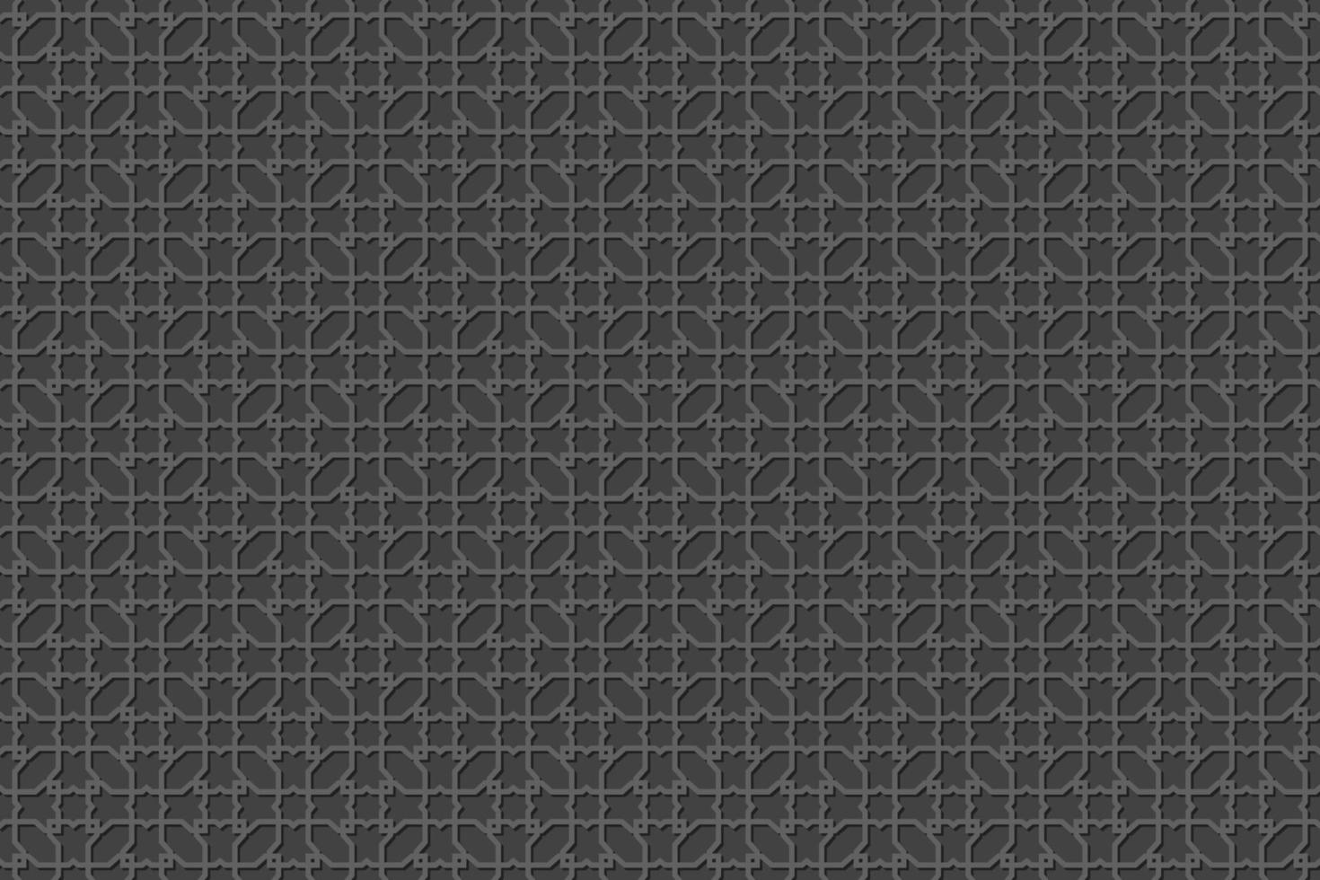 Islamic persian grid star hexagon geometric traditional motif seamless pattern on grey monochrome color background. vector