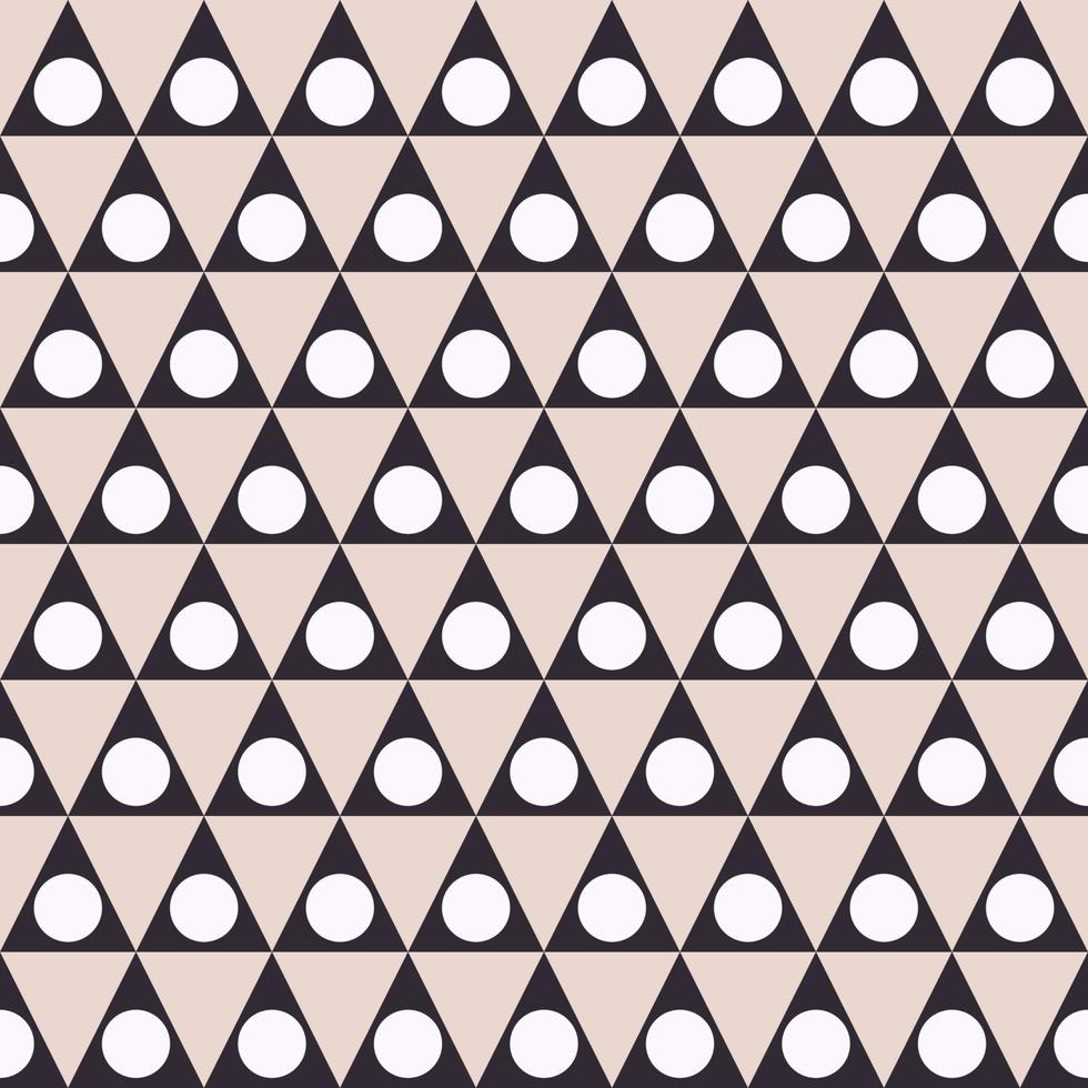 Abstract circle in triangle geometric shape seamless pattern on brown cream color background. Use for fabric, textile, interior decoration elements, wrapping. vector