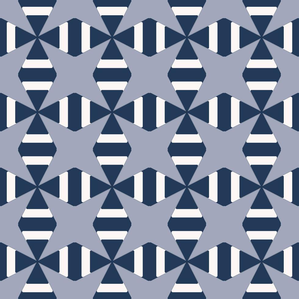 Ethnic Islamic persian blue color geometric star shape white stripes seamless pattern background. Use for fabric, textile, interior decoration elements, upholstery, wrapping. vector