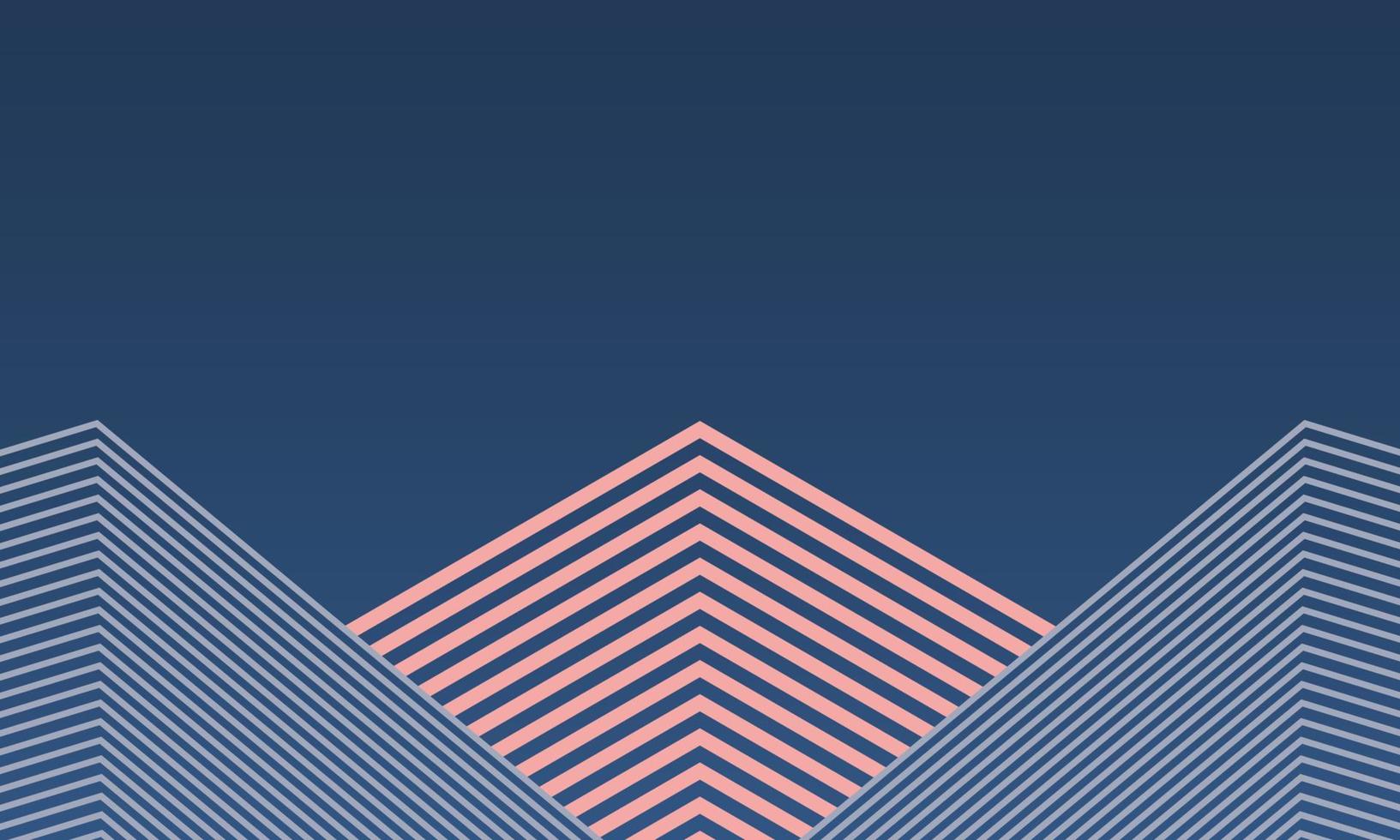 Abstract two small building and center building skyscraper boxes from line shape pattern on dark blue sky gradient background. Minimal trendy architecture template concept. vector