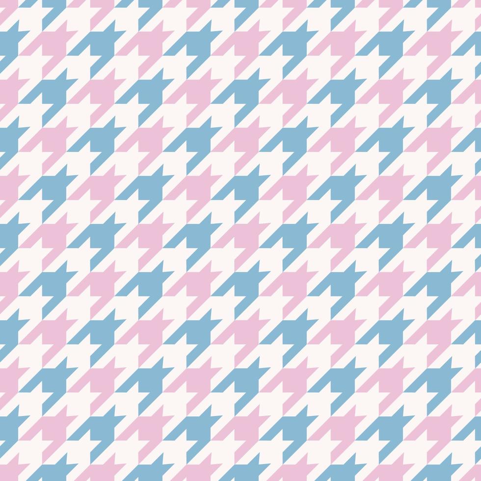 Houndstooth traditional  seamless pattern with modern blue pink feminine color background. Use for fabric, textile, interior decoration elements, wrapping. vector