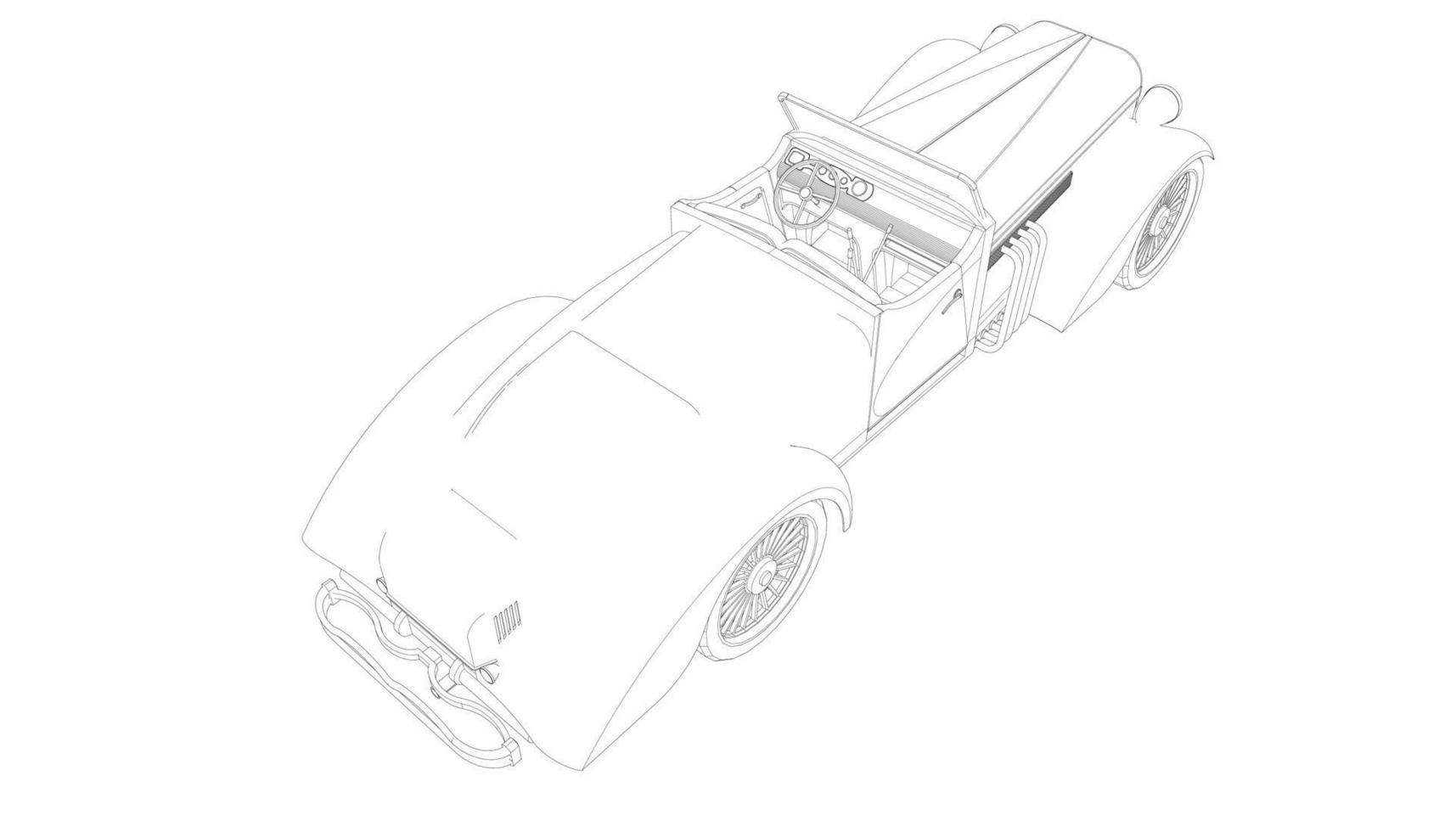 Old car design line art vector