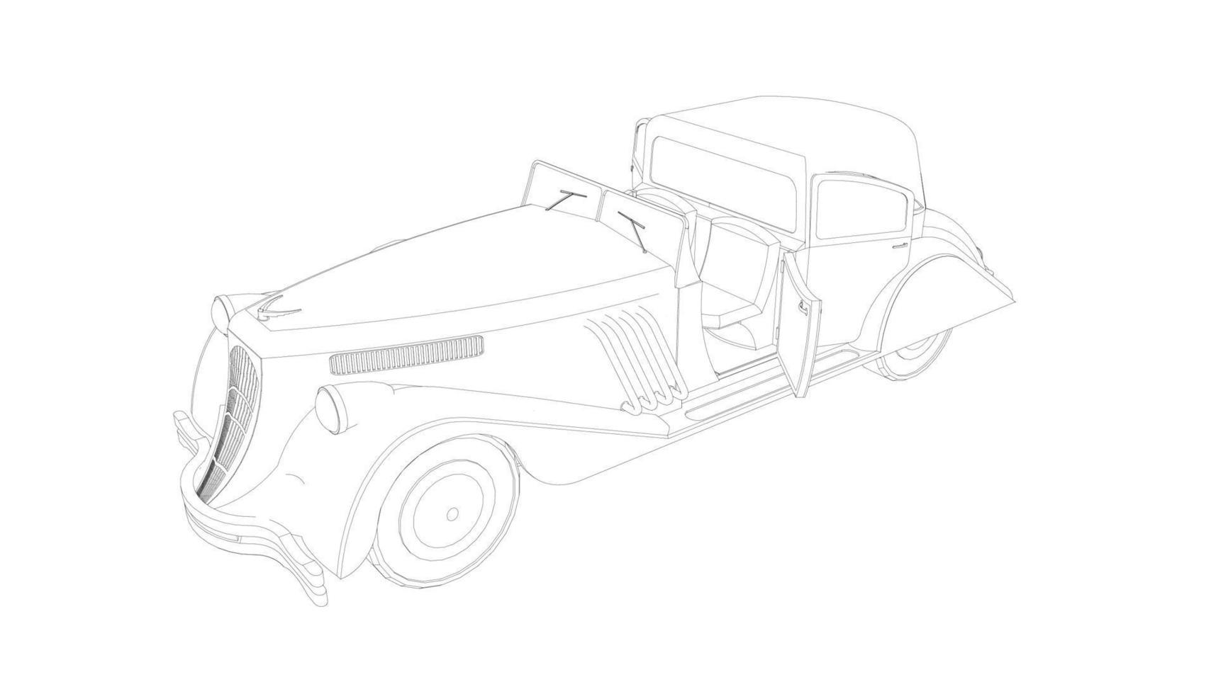 Old car design line art vector
