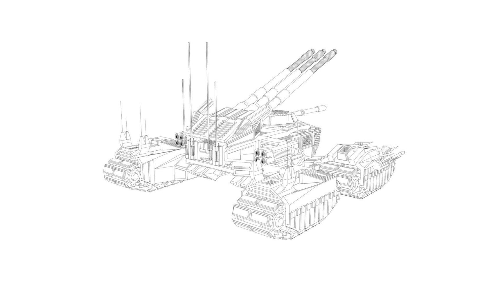 line art of military tanks vector