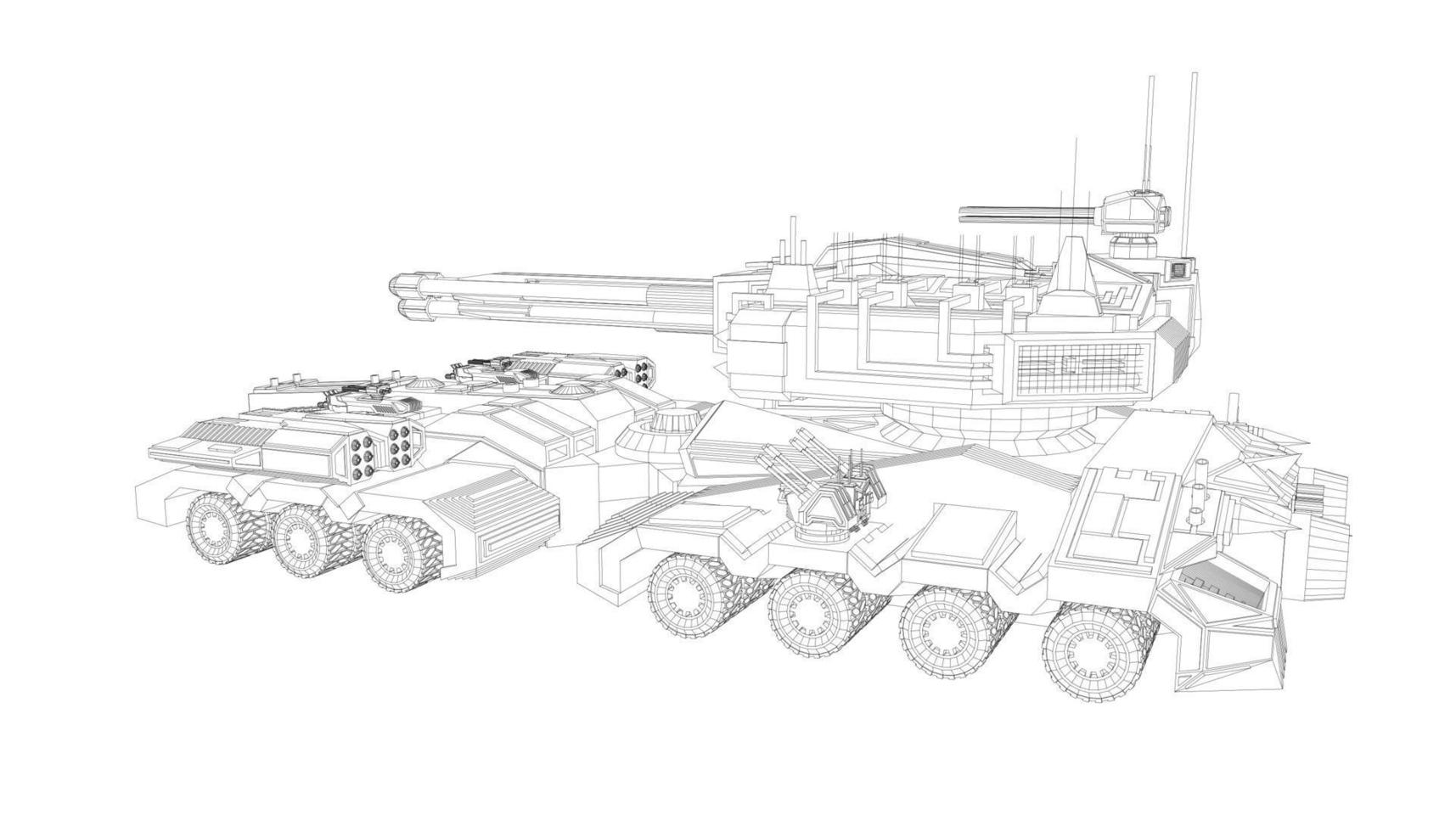 arte lineal del tanque destructor vector