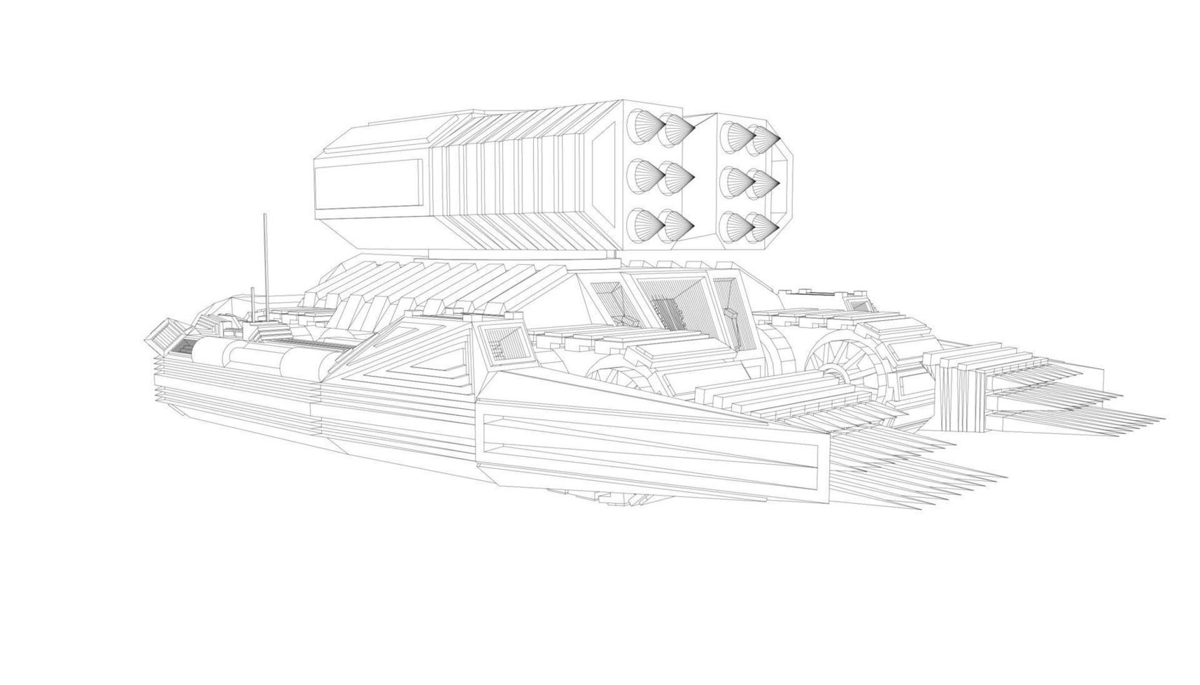 arte lineal de tanques militares vector