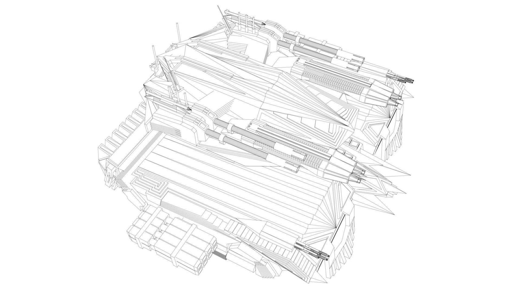 line art of assault tank vector