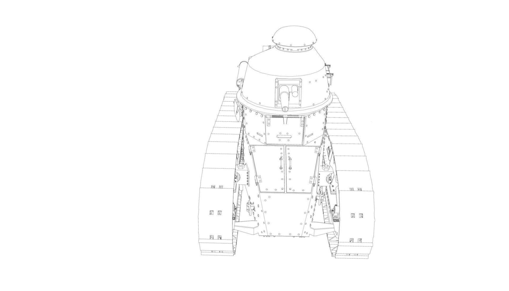 arte lineal del tanque de asalto vector