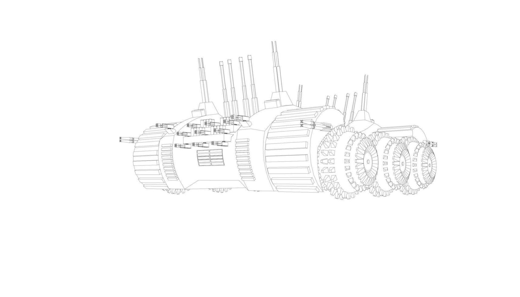 line art of assault tank vector