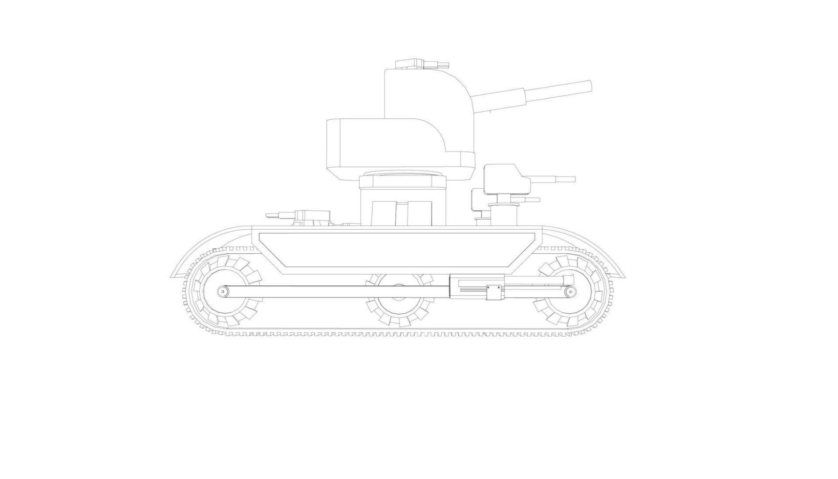 line art of assault tank vector