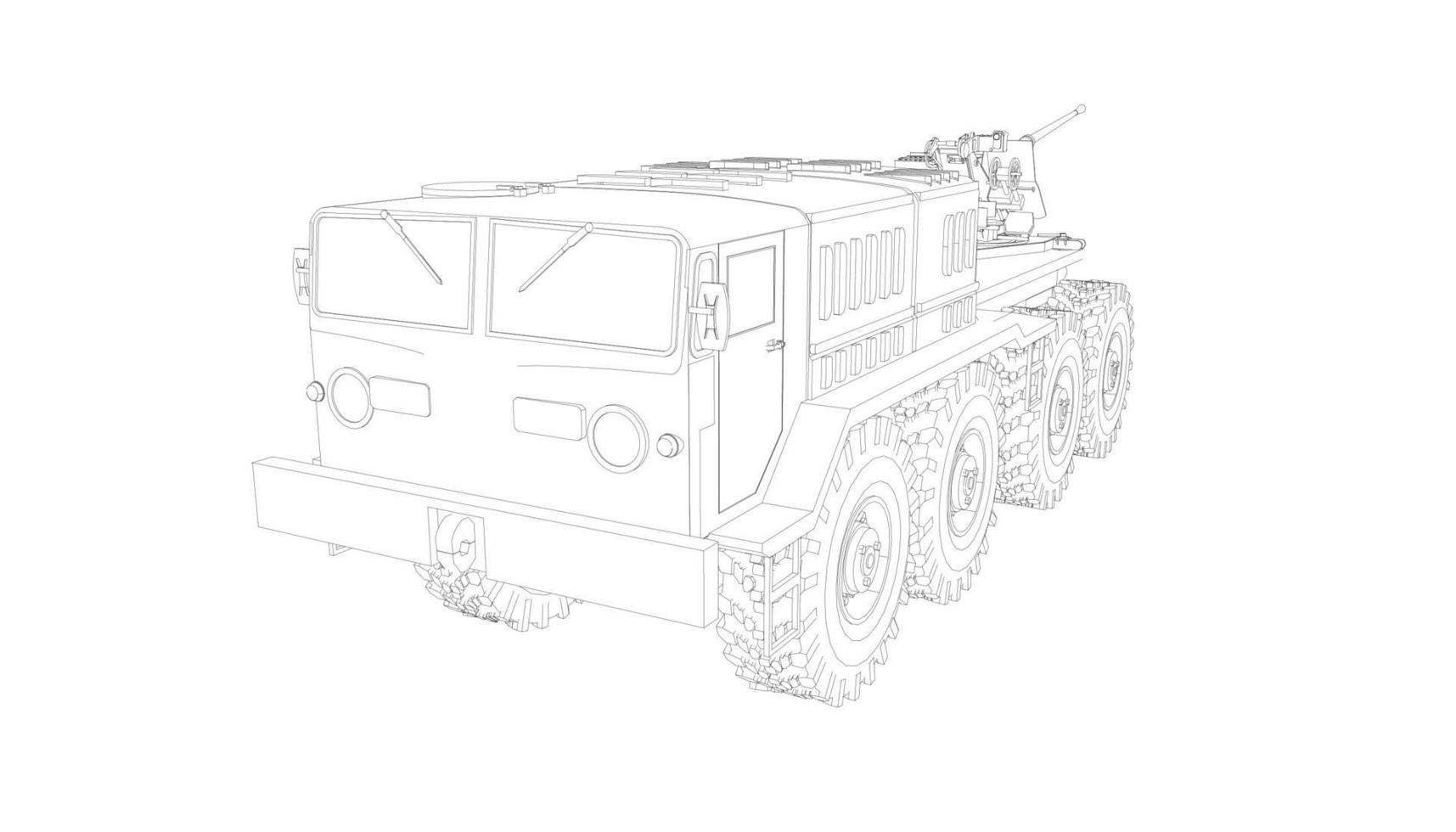 line art of destroyer tank vector