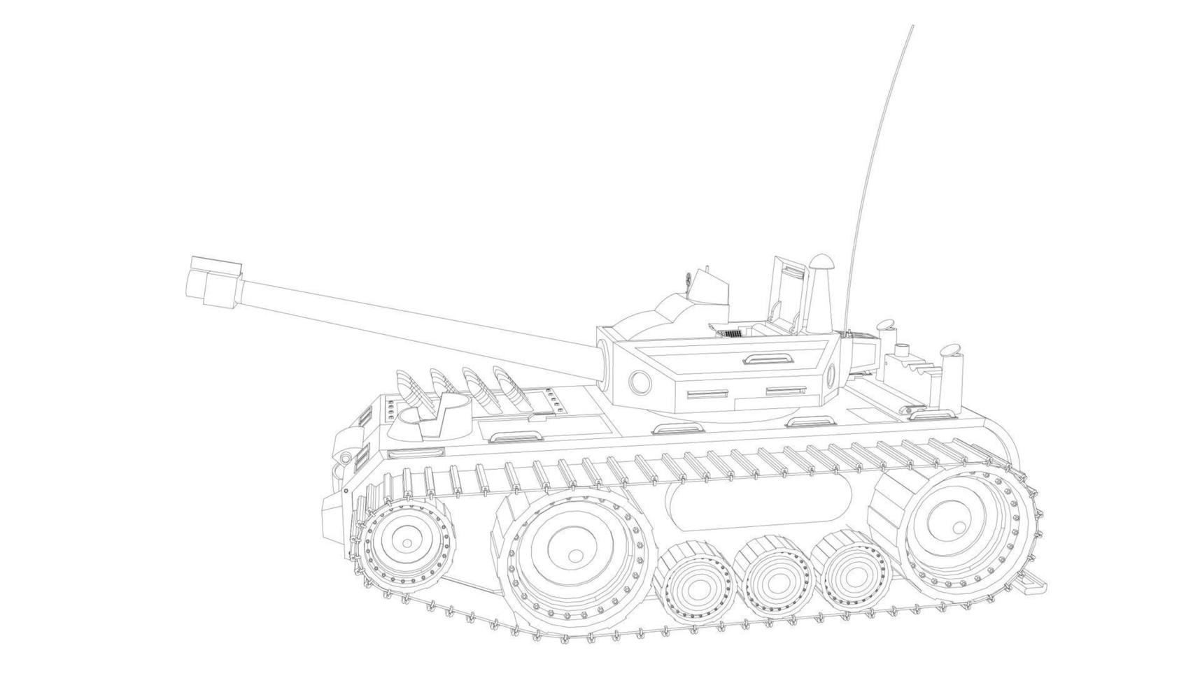 line art of destroyer tank vector