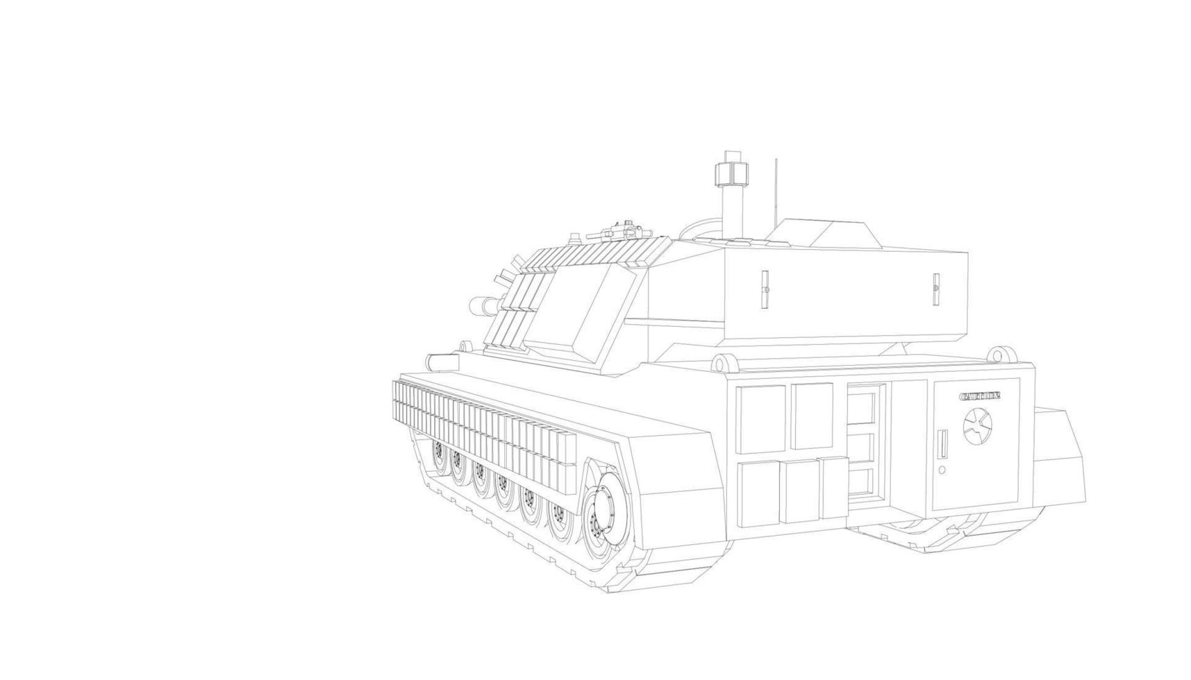 line art of destroyer tank vector