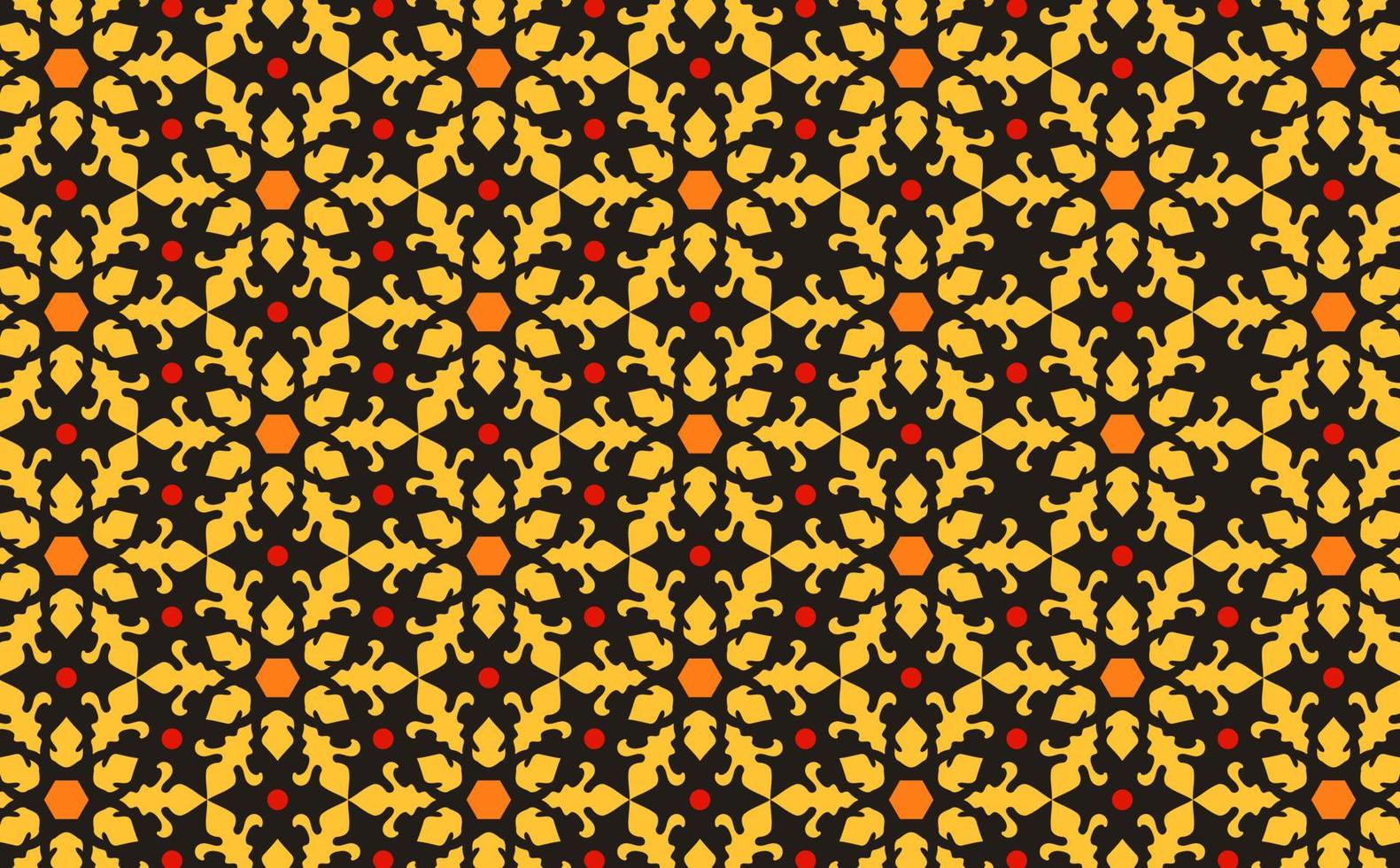 Batik Floral Pattern Red and Yellow Geometric Abstract Background for Template Poster Feed vector