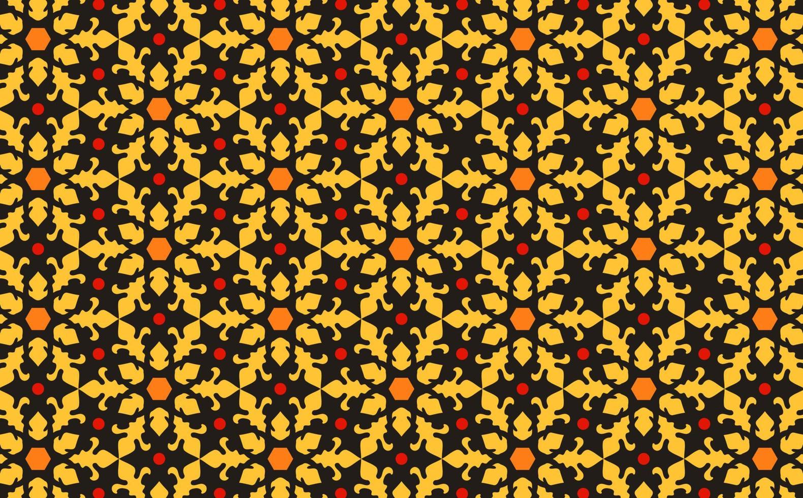 Batik Floral Pattern Red and Yellow Geometric Abstract Background for Template Poster Feed vector