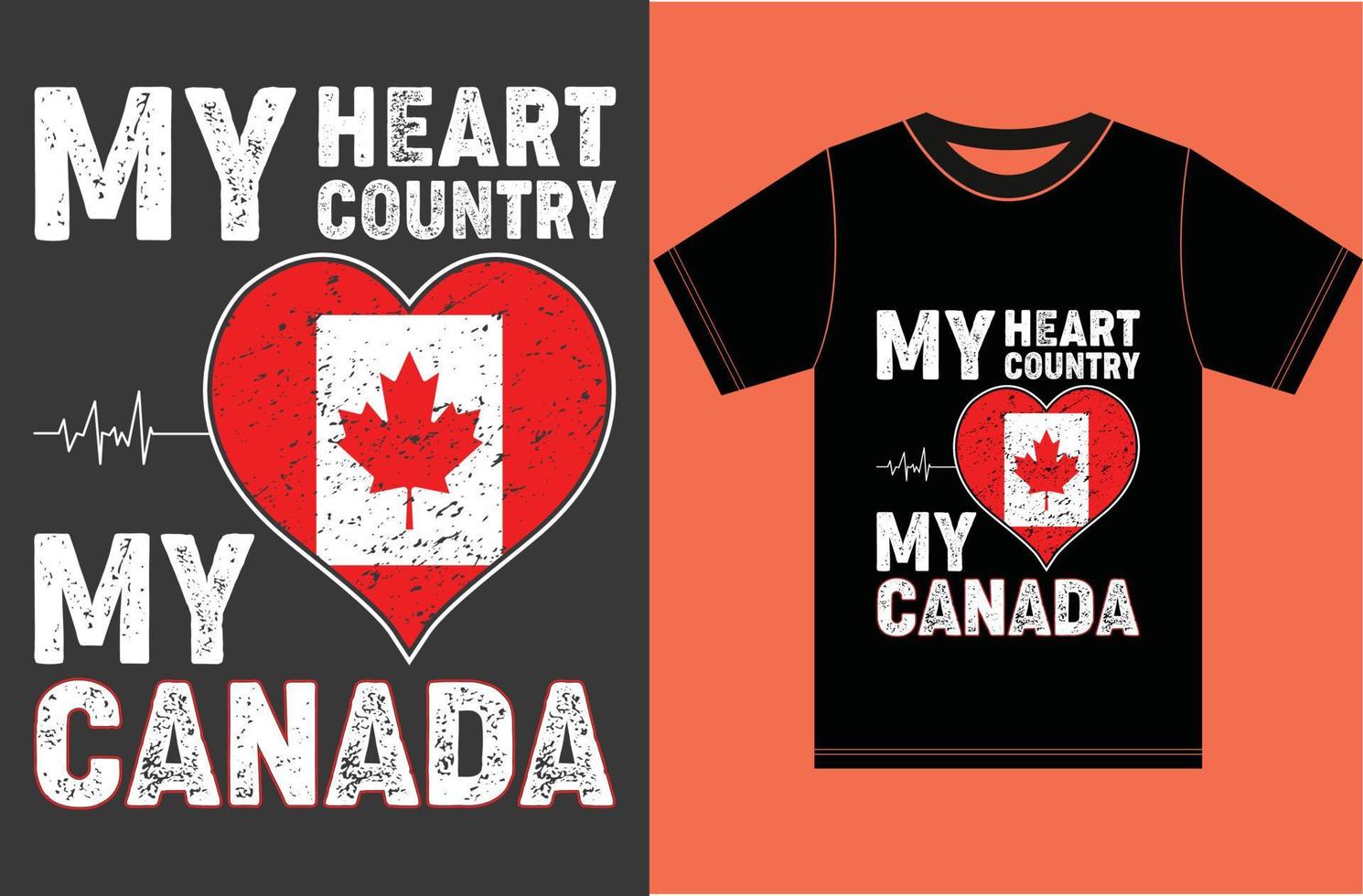 My Heart, My Country, My Canada.Typography Vector Design.