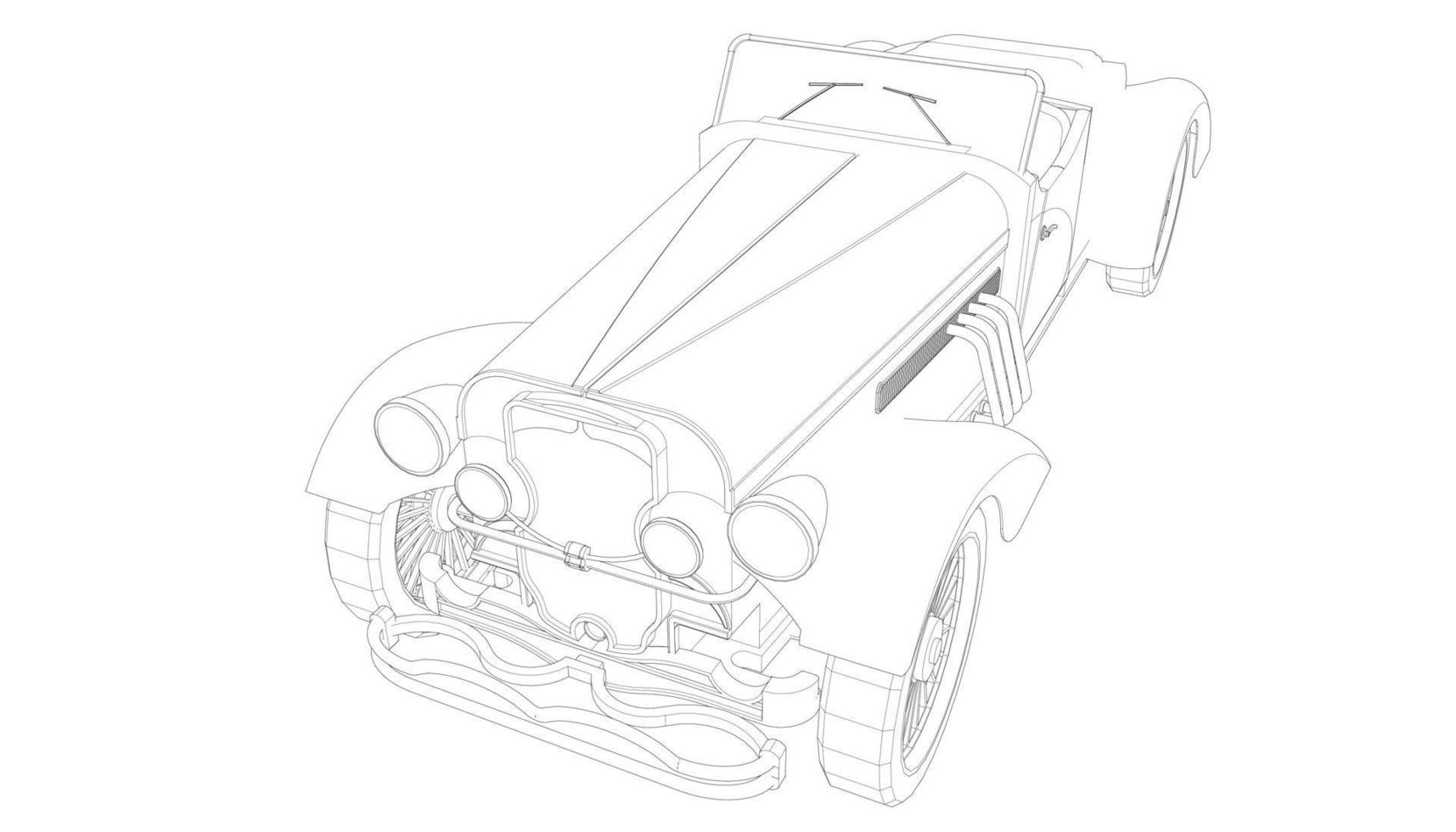 Old car design line art vector