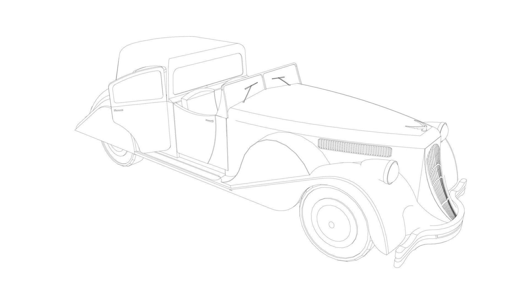 Old car design line art vector