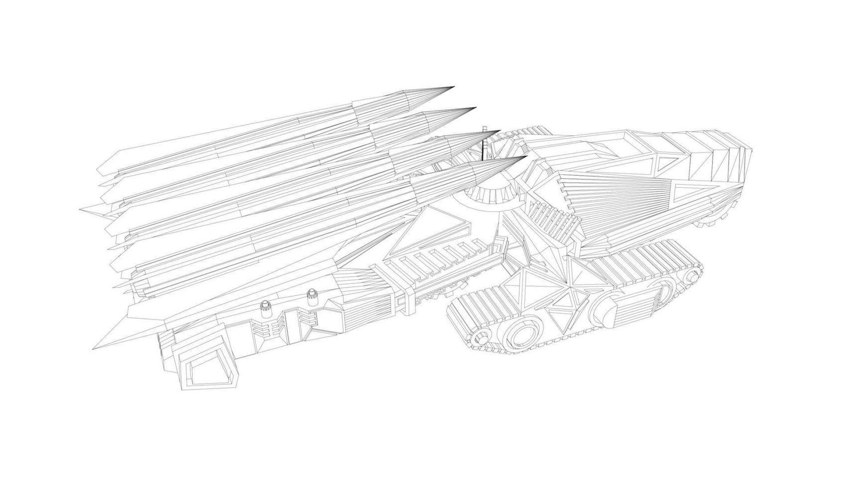 line art of destroyer tank vector