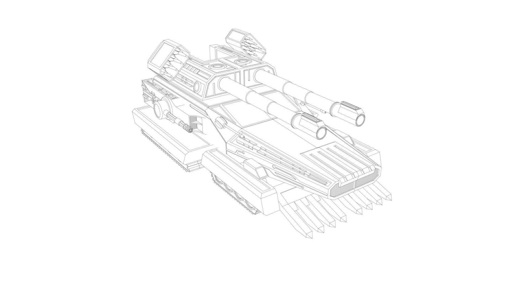line art of assault tank vector