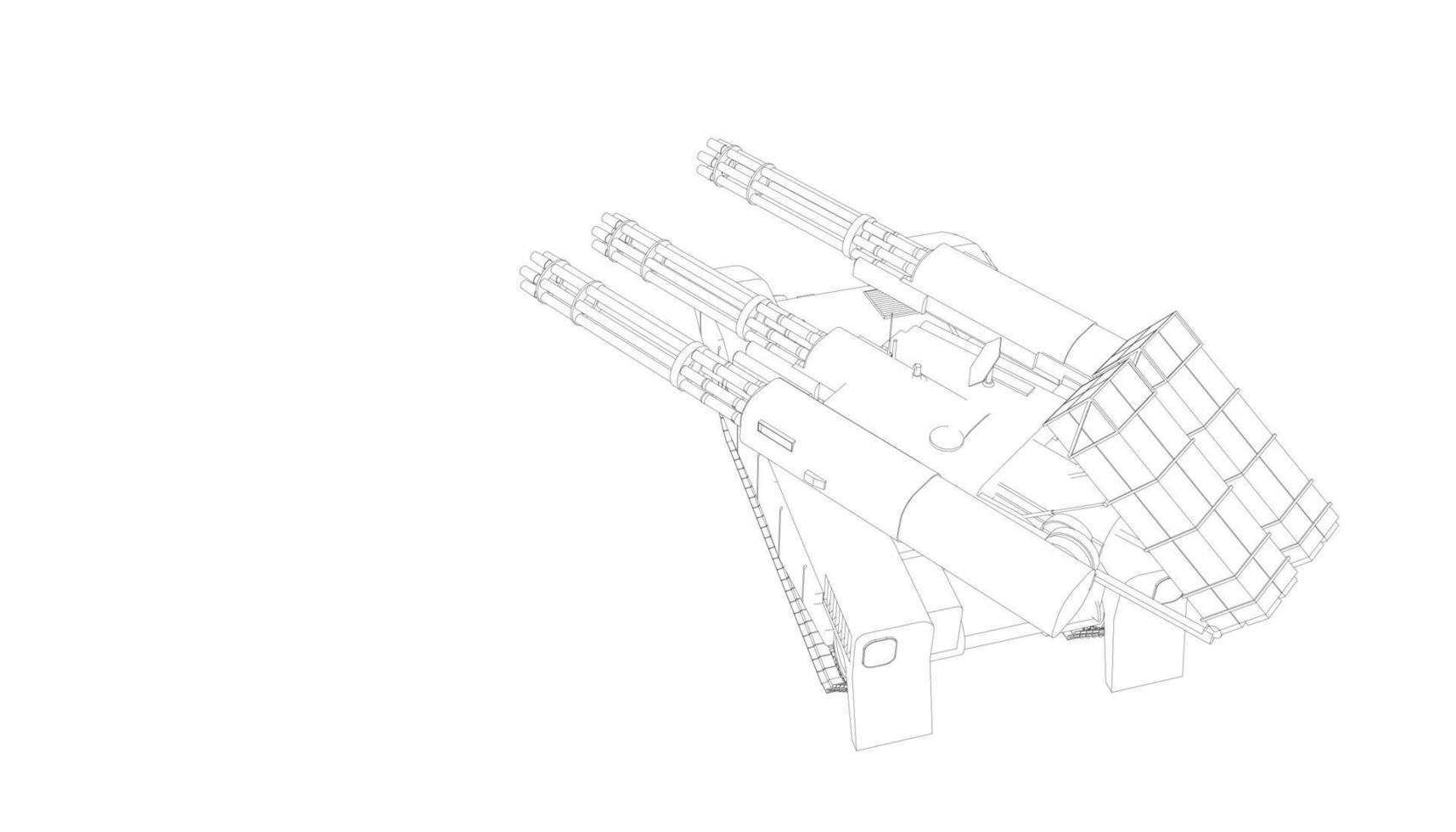 line art of destroyer tank vector