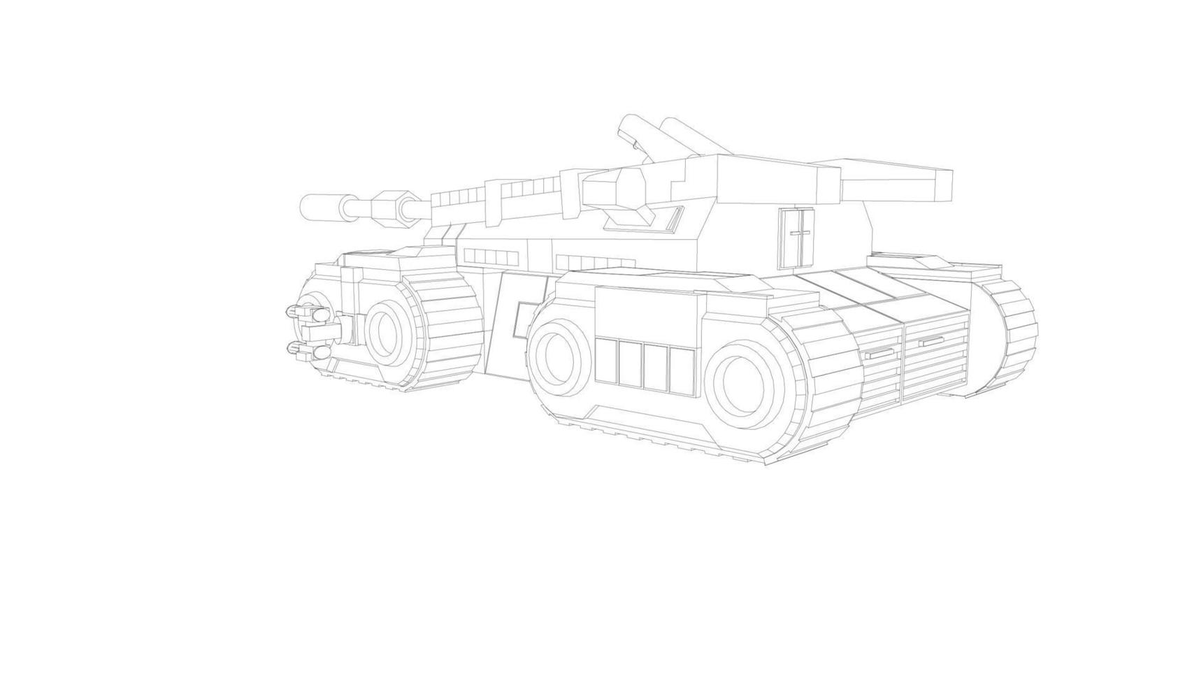 line art of destroyer tank vector