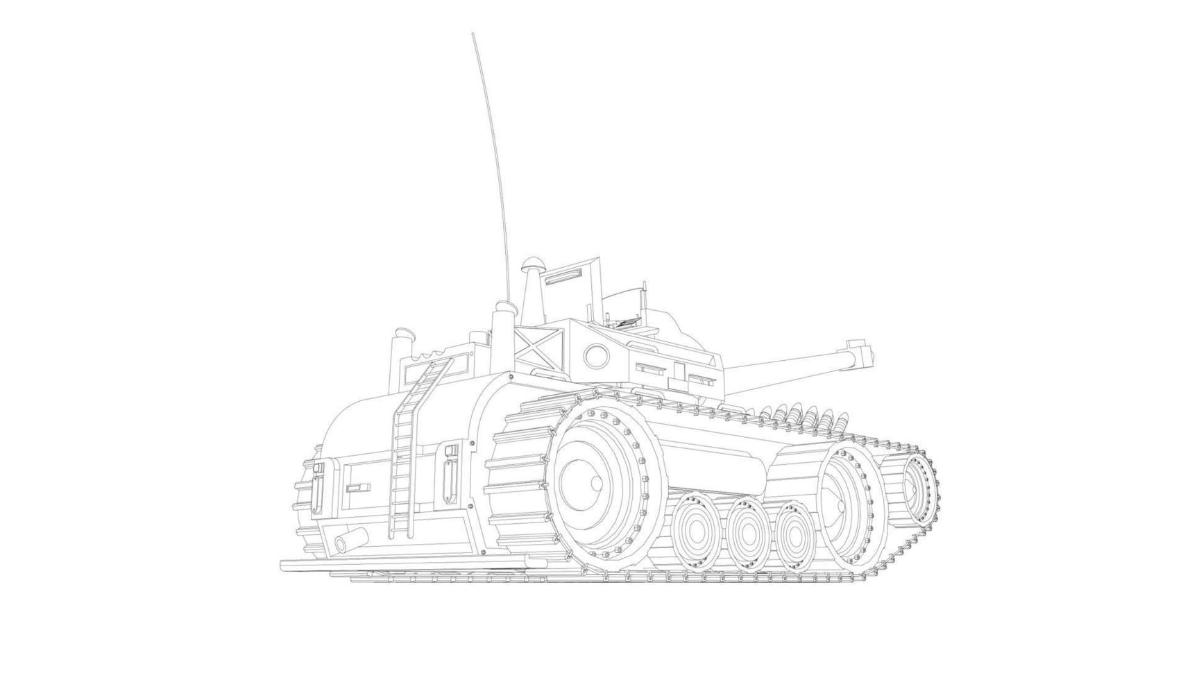 line art of military tanks vector