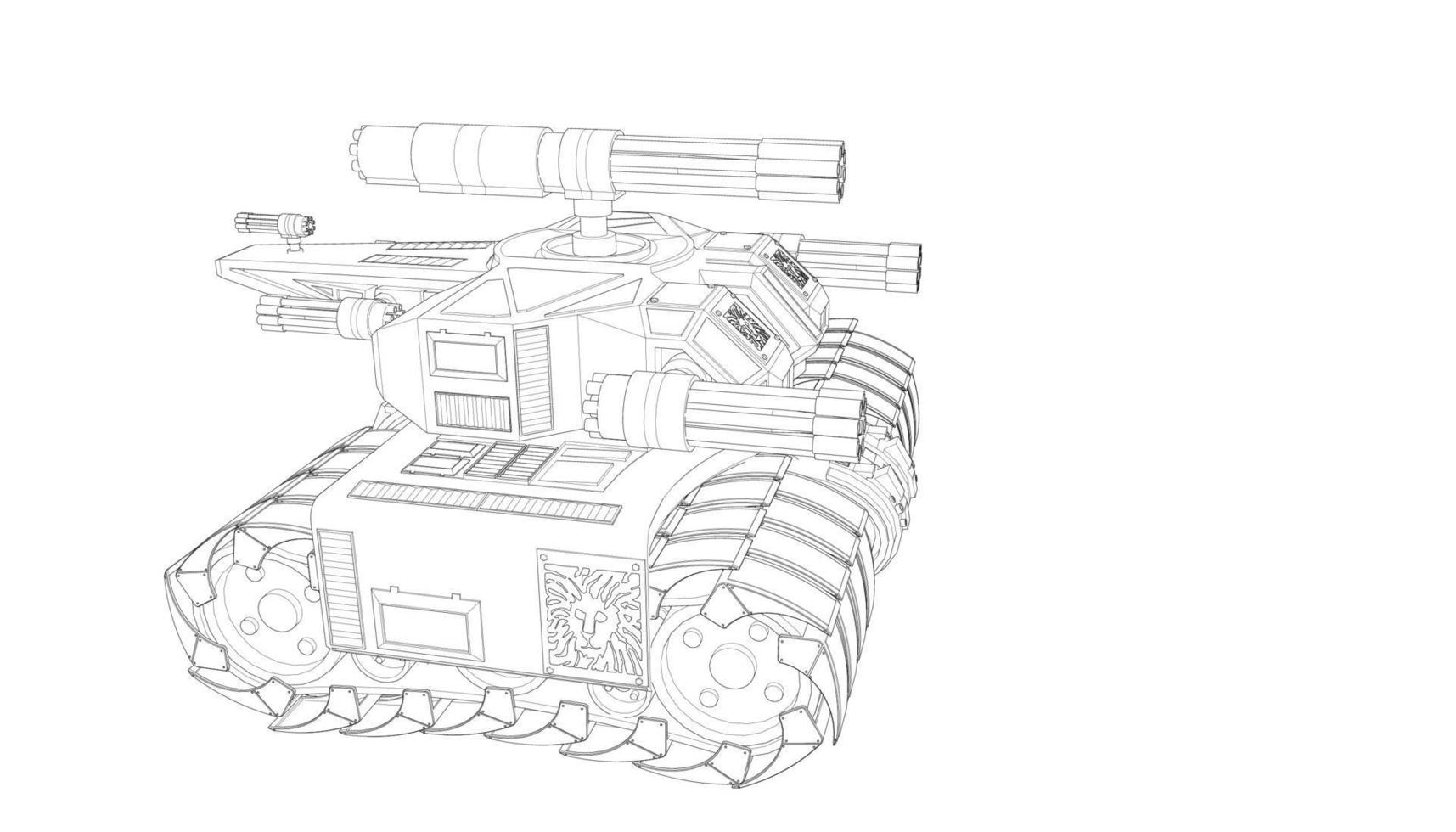 arte lineal de tanques militares vector