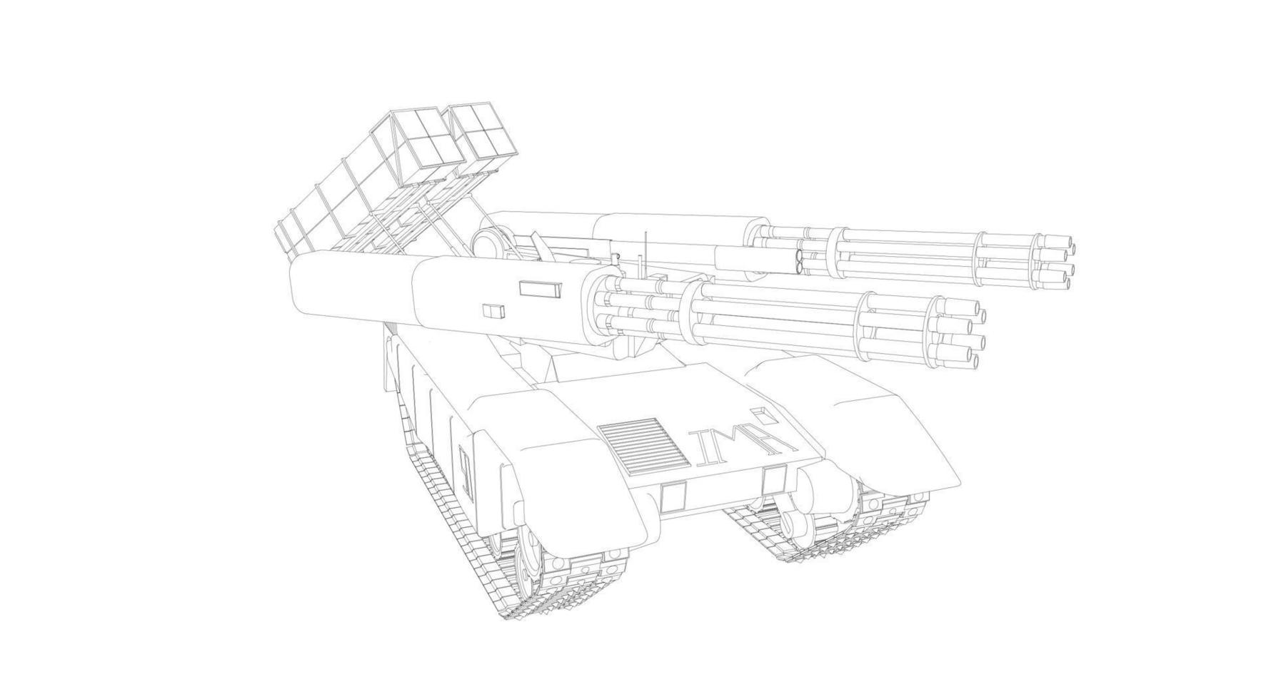 arte lineal de tanques militares vector