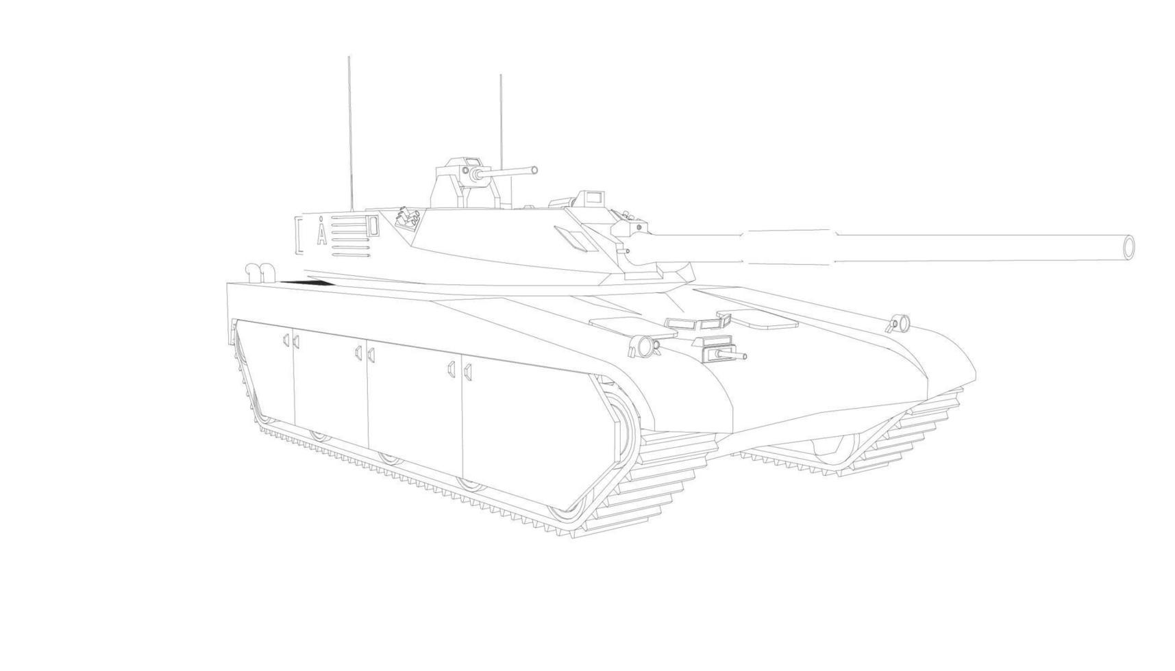 line art of destroyer tank vector