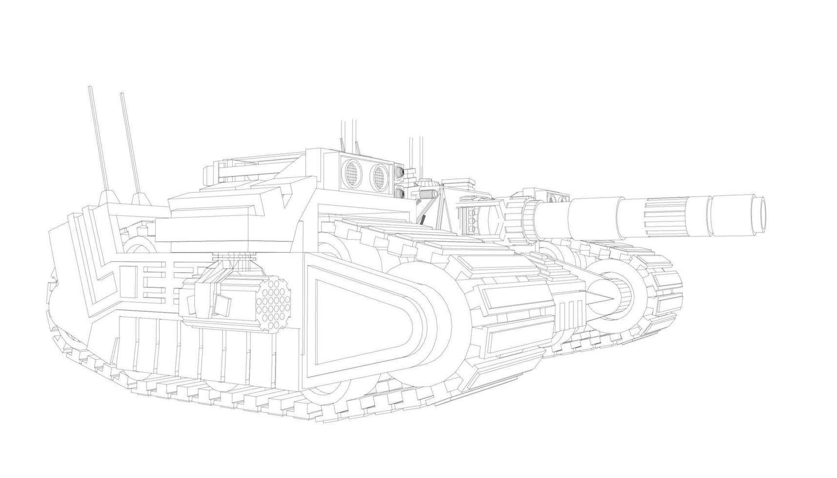 line art of assault tank vector