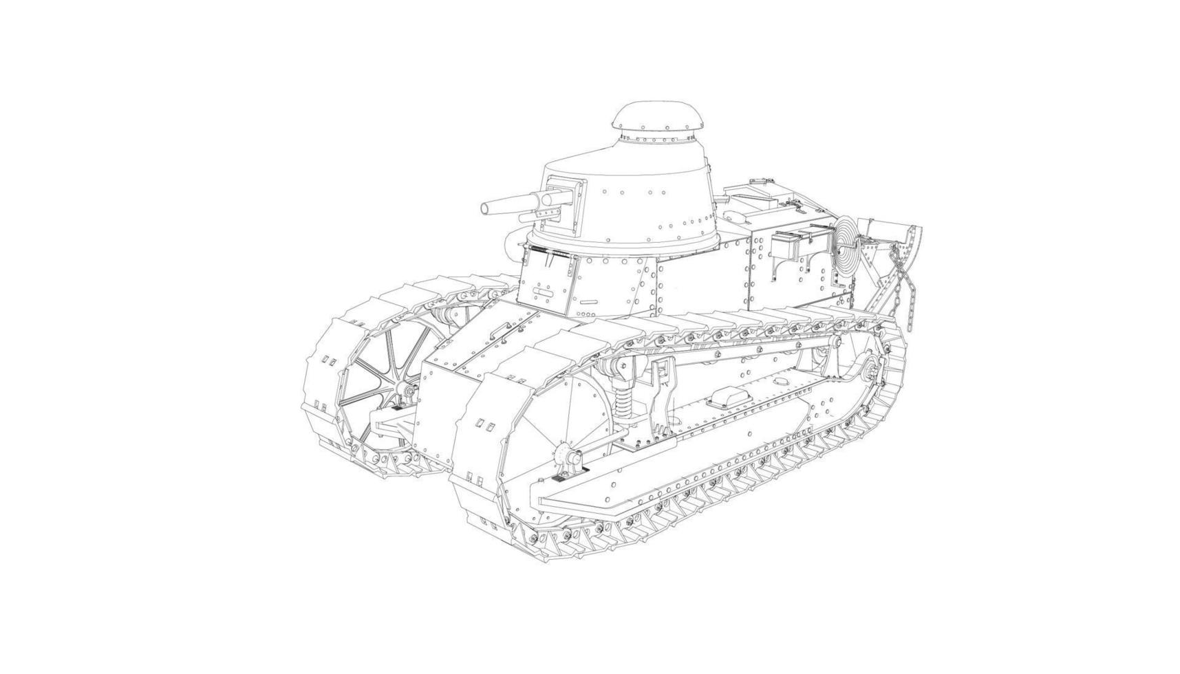 line art of assault tank vector