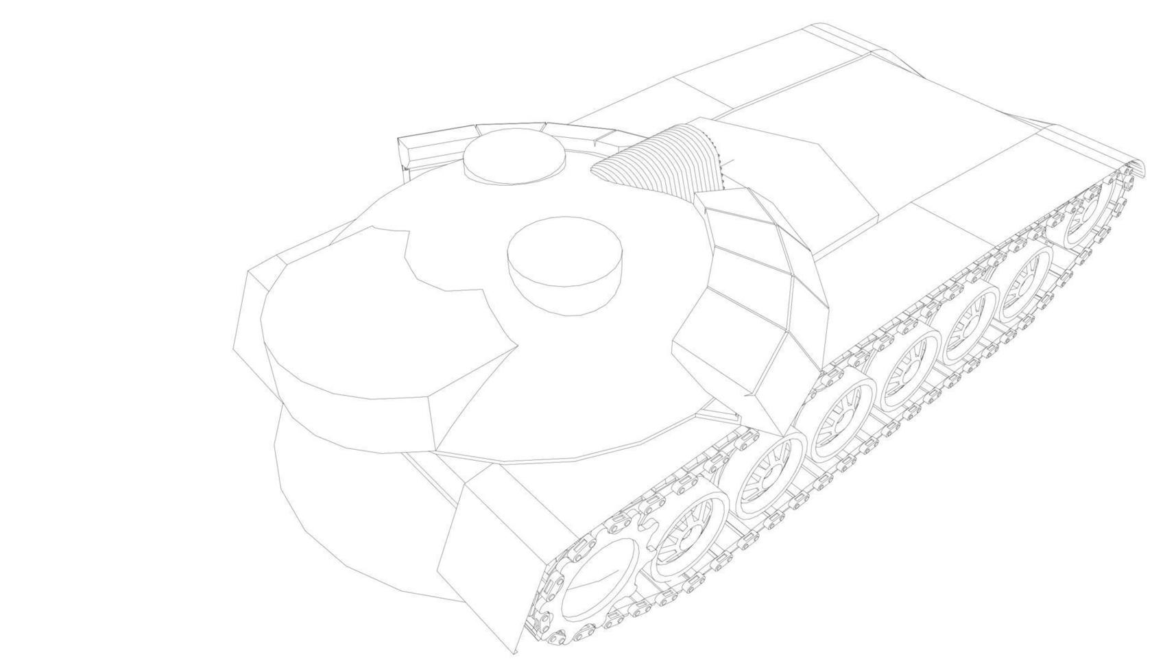 line art of assault tank vector