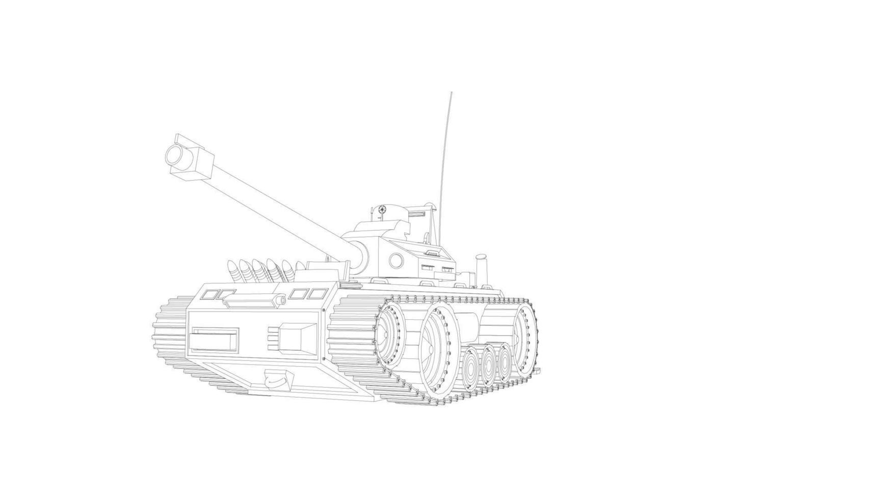 line art of destroyer tank vector