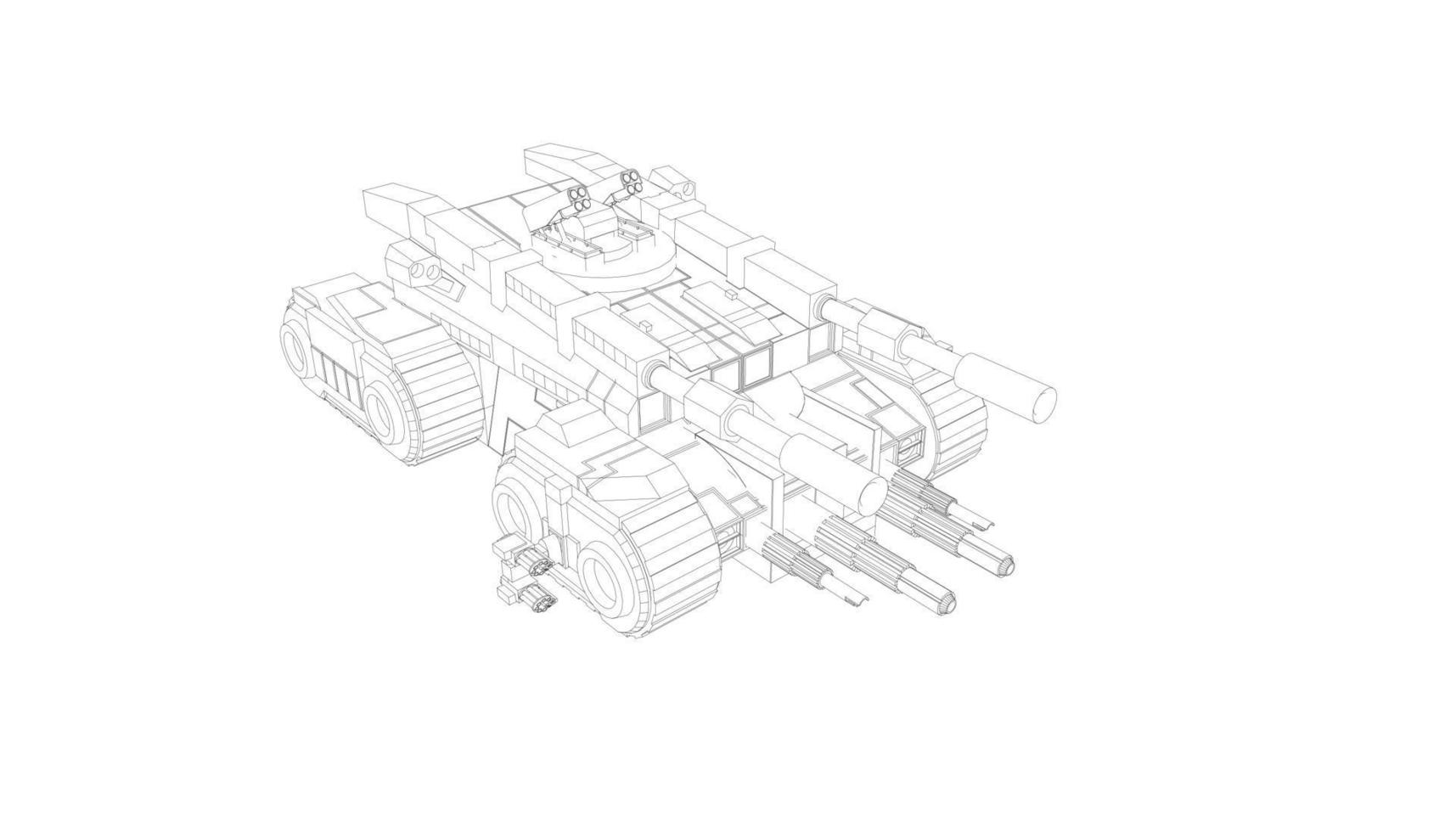 line art of destroyer tank vector