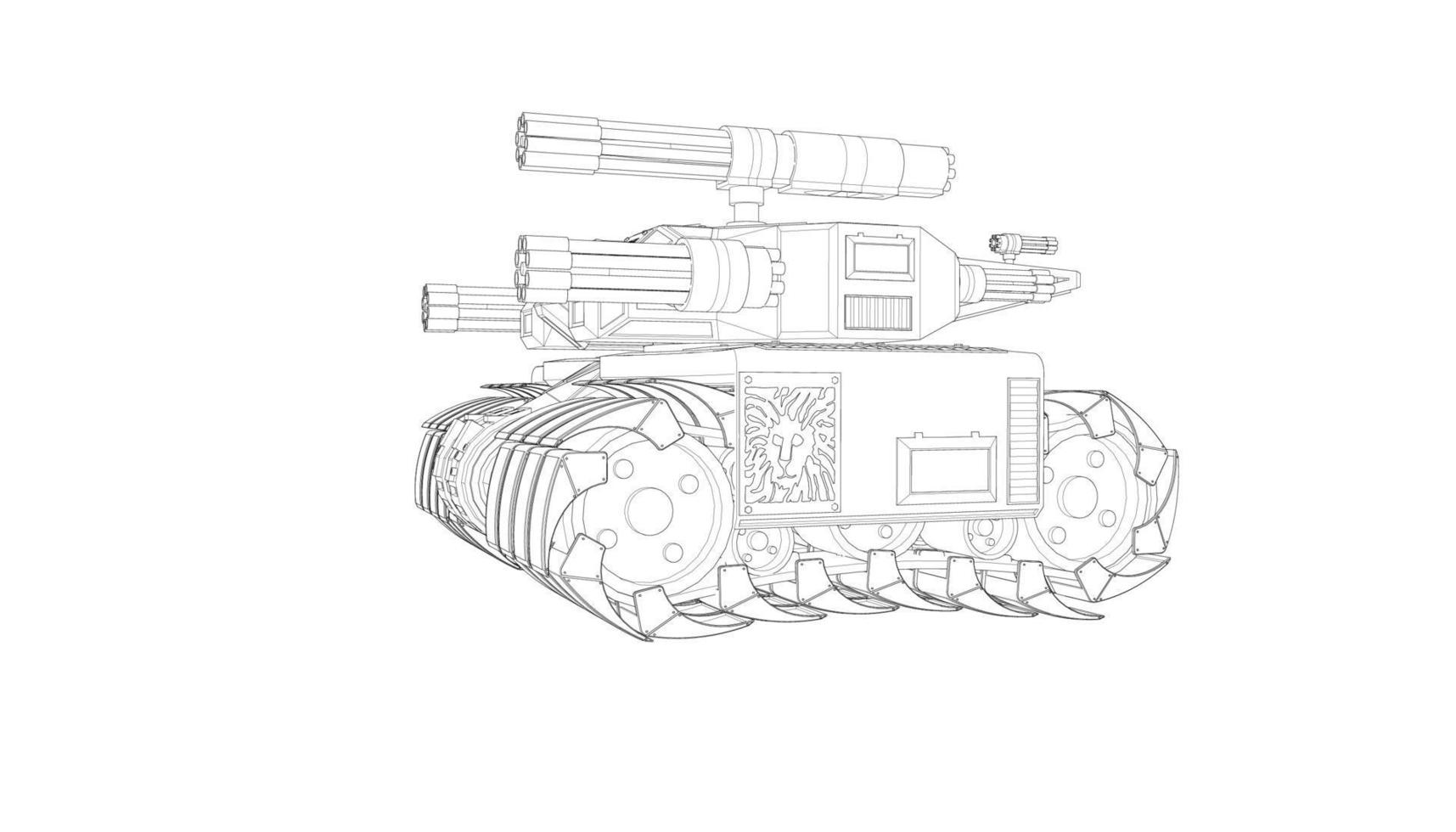 line art of military tanks vector