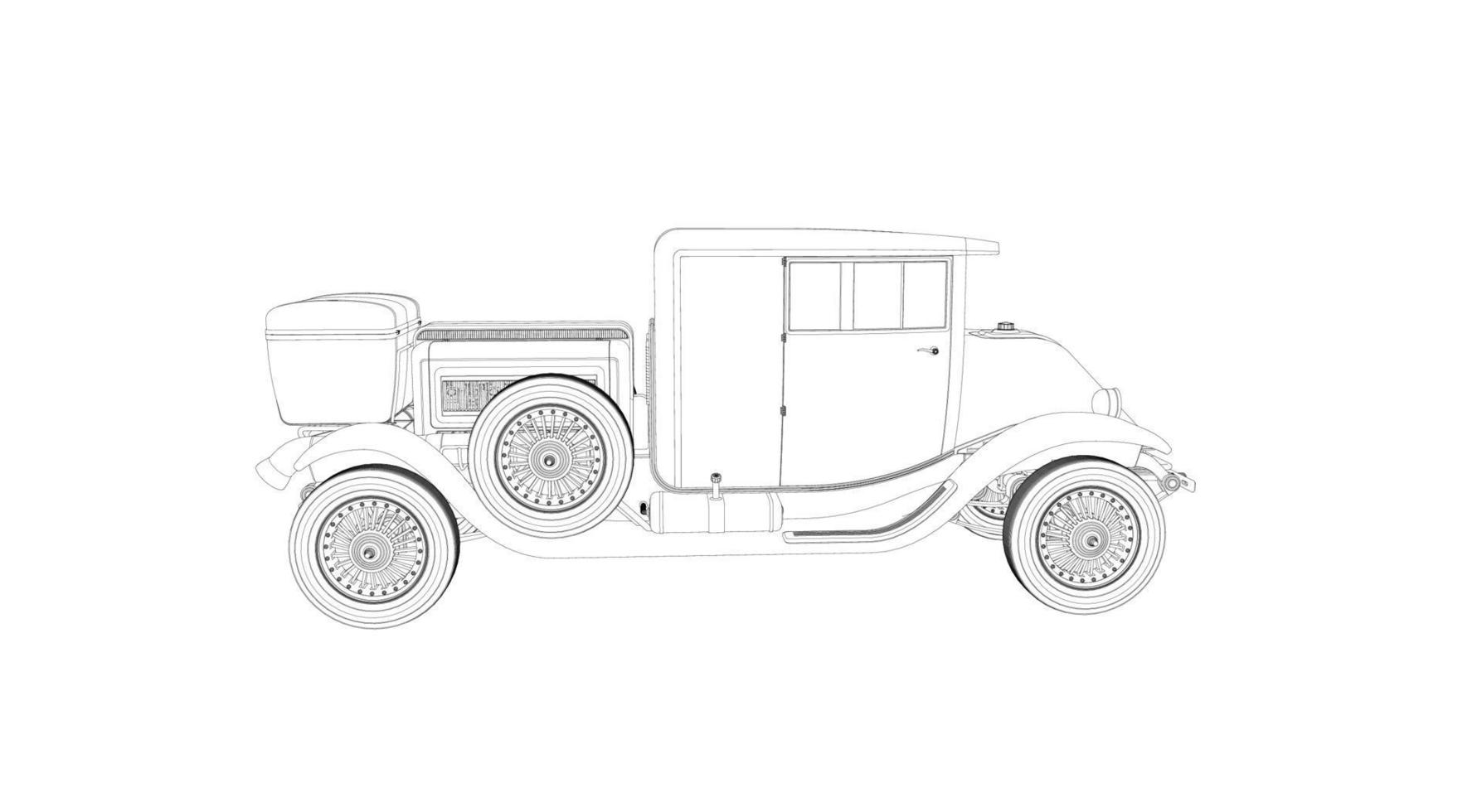 Old car design line art vector