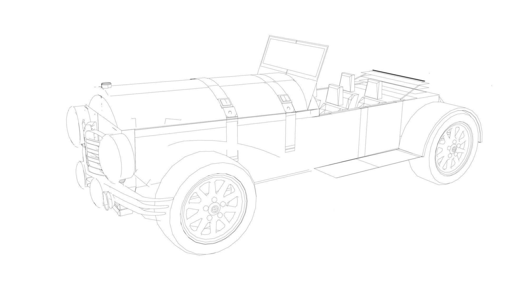 Old car design line art vector