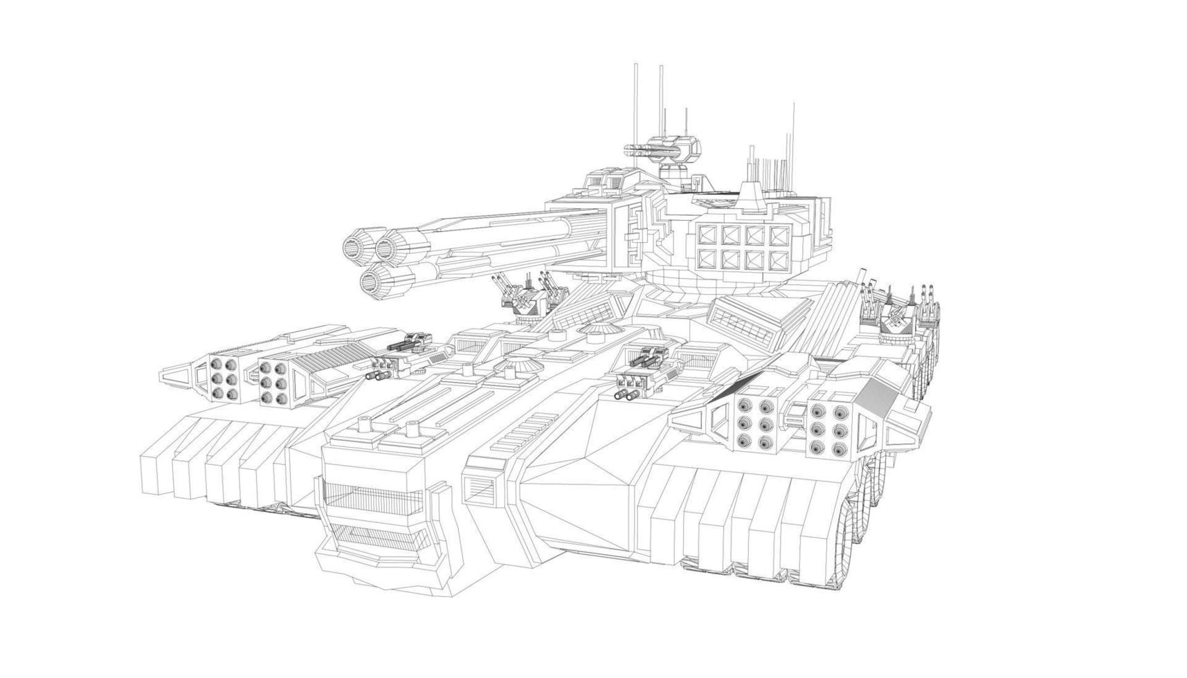 arte lineal del tanque destructor vector