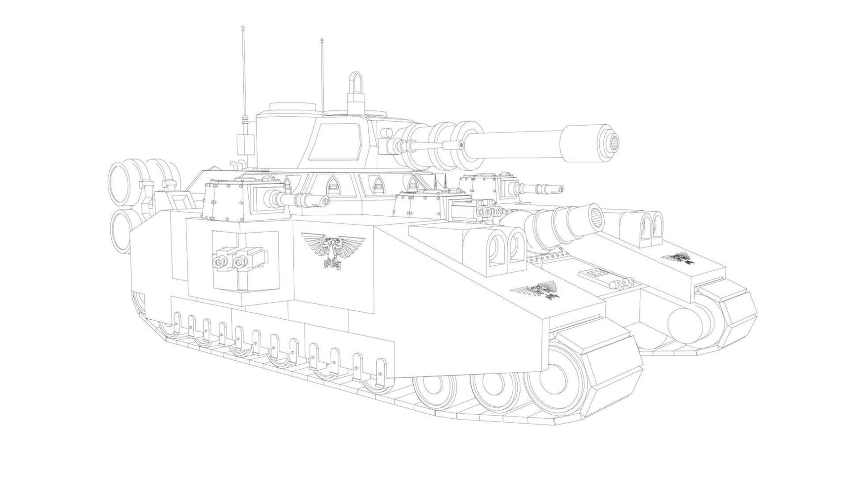 line art of destroyer tank vector