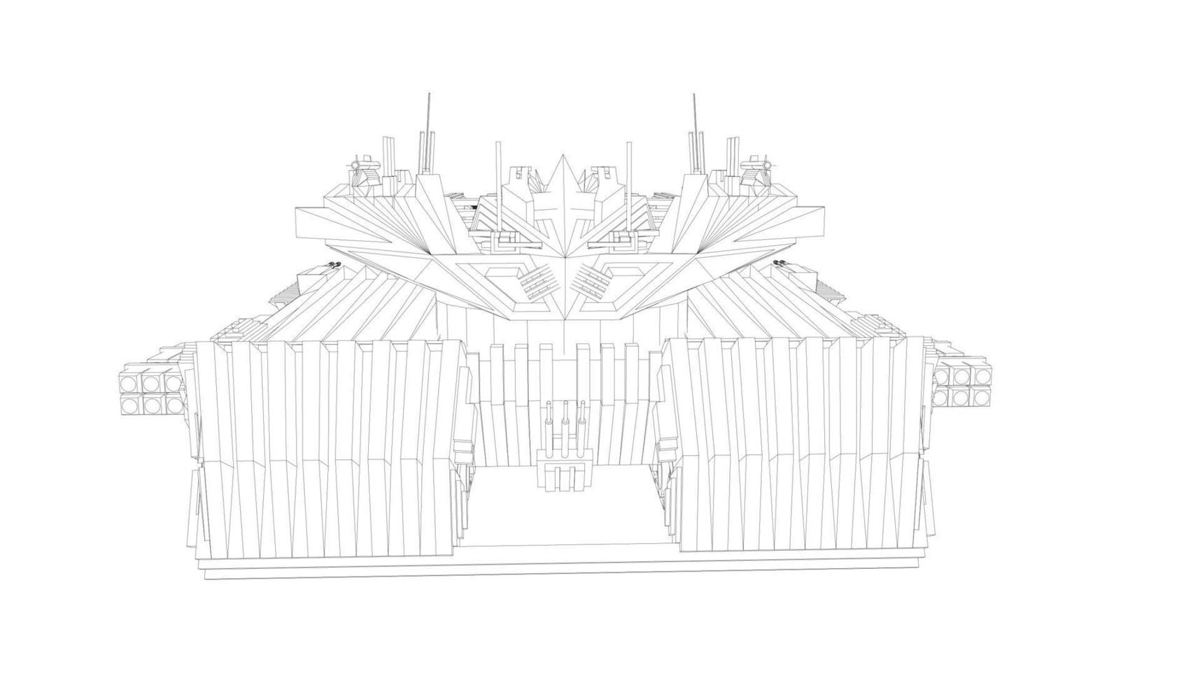 line art of assault tank vector