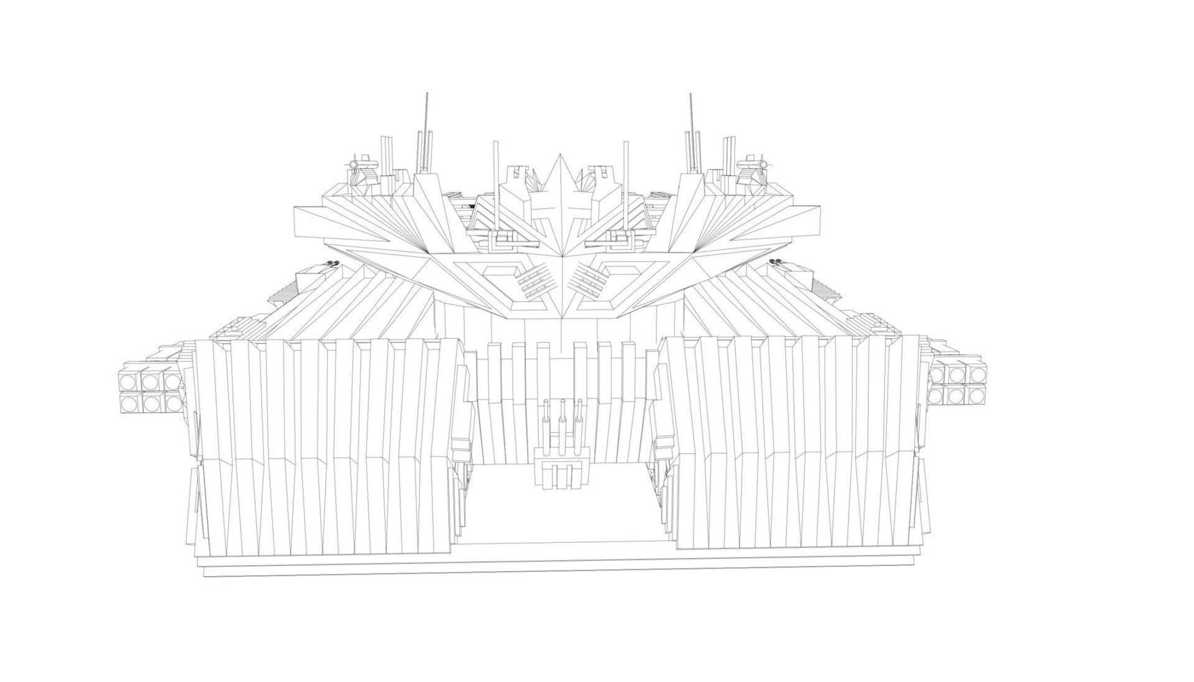 line art of assault tank vector