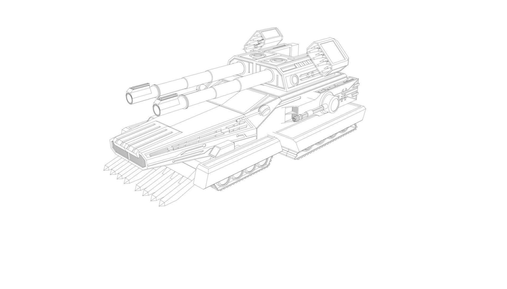 line art of assault tank vector