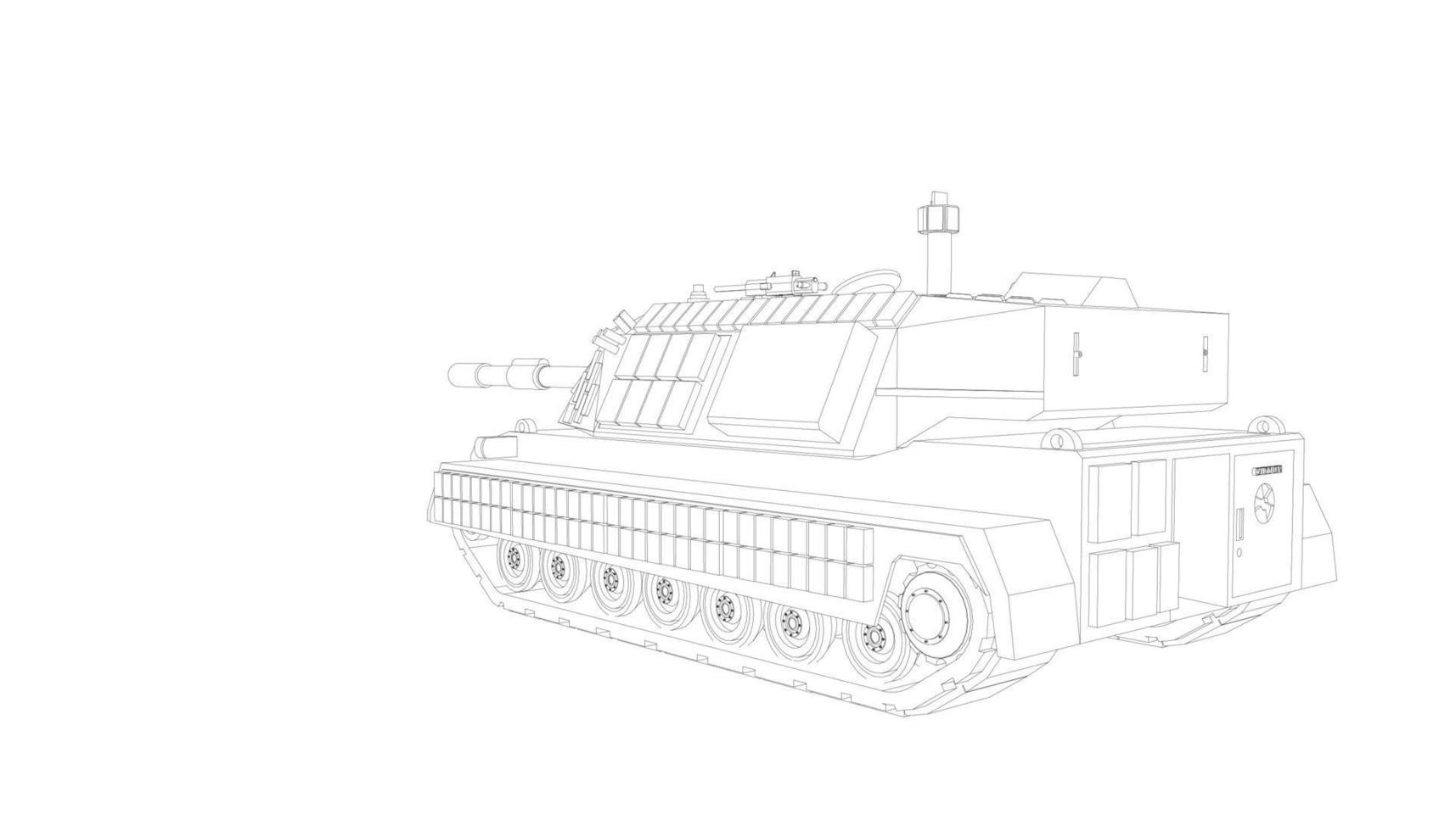 line art of destroyer tank vector
