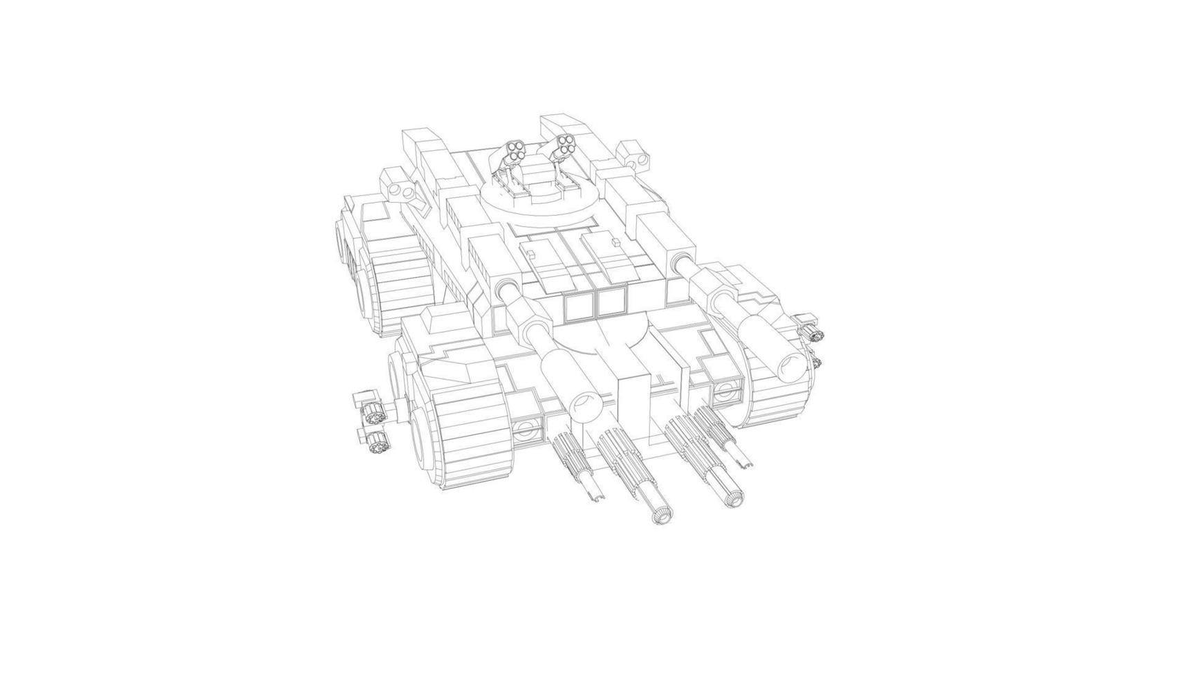 line art of destroyer tank vector