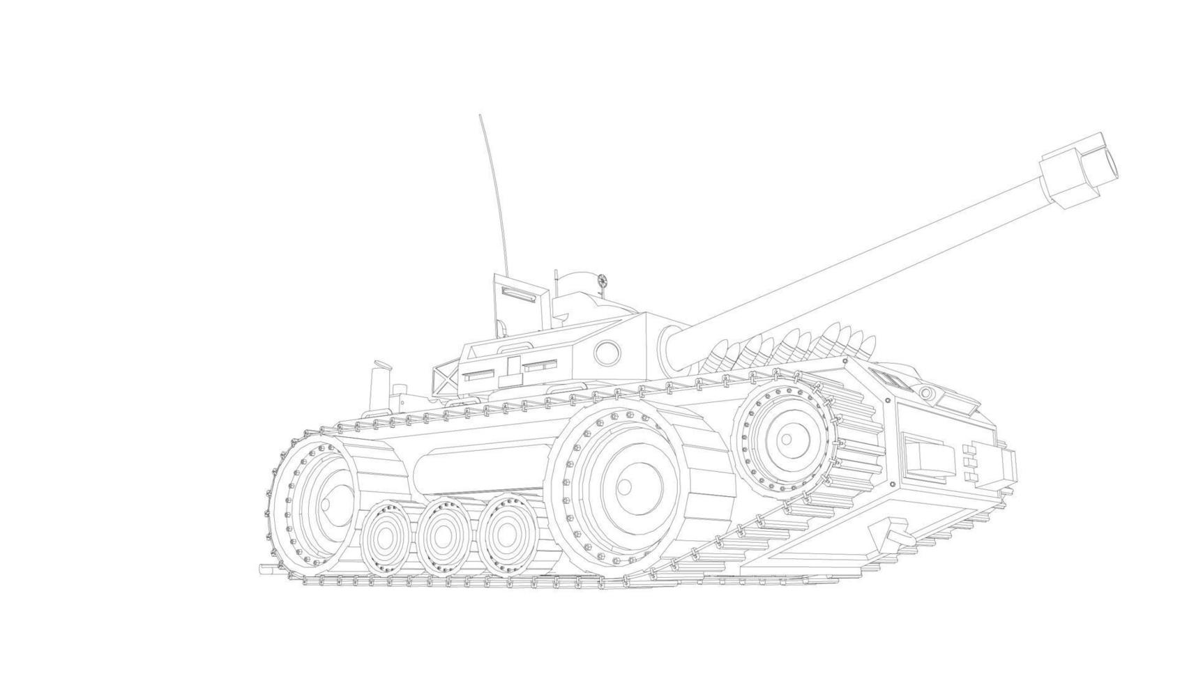 line art of destroyer tank vector