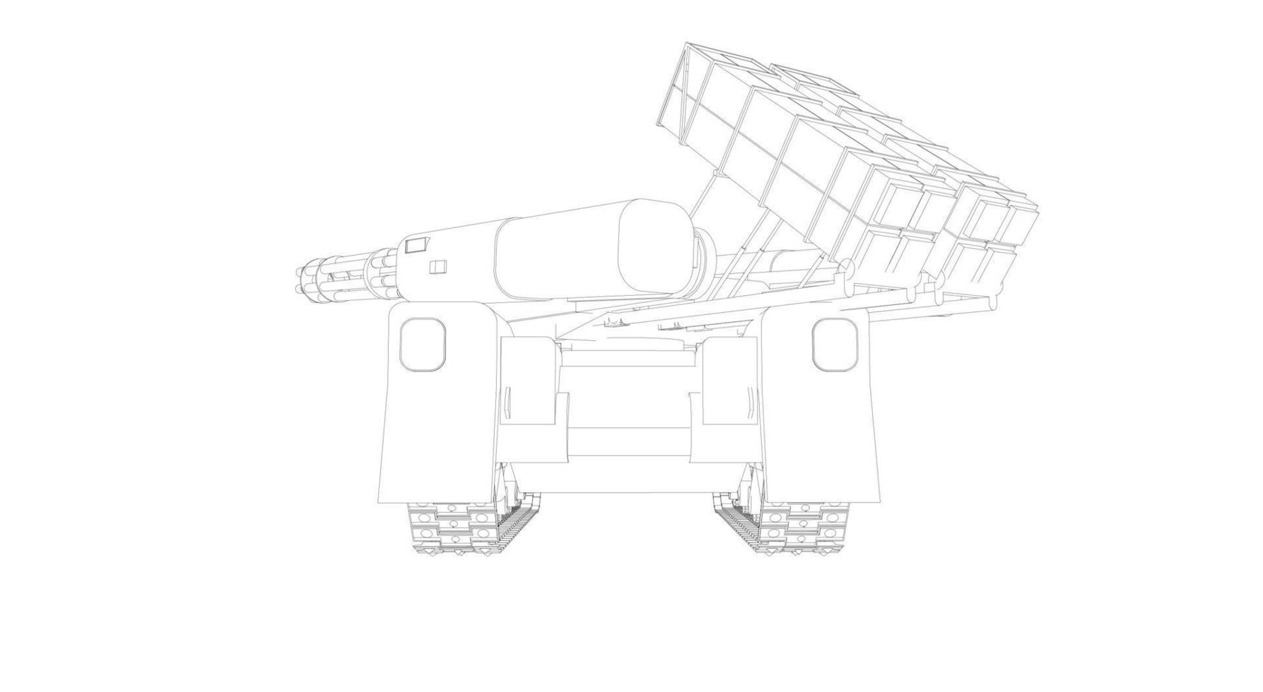 arte lineal de tanques militares vector