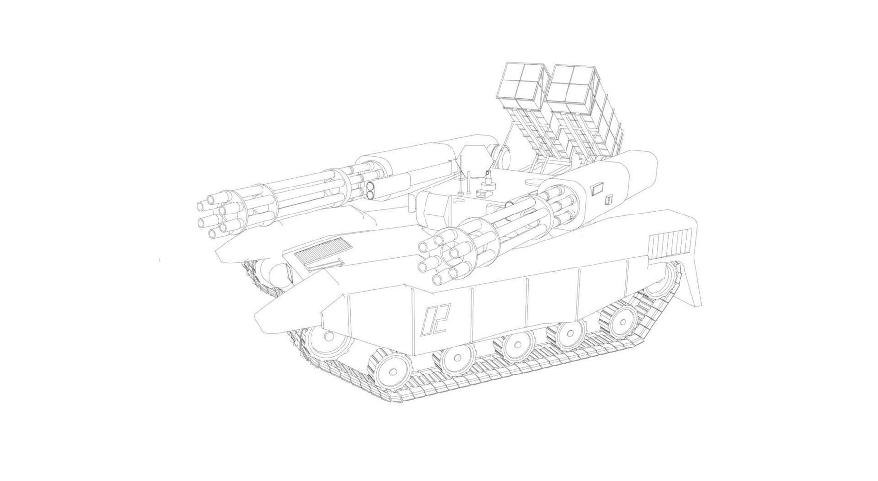 arte lineal de tanques militares vector