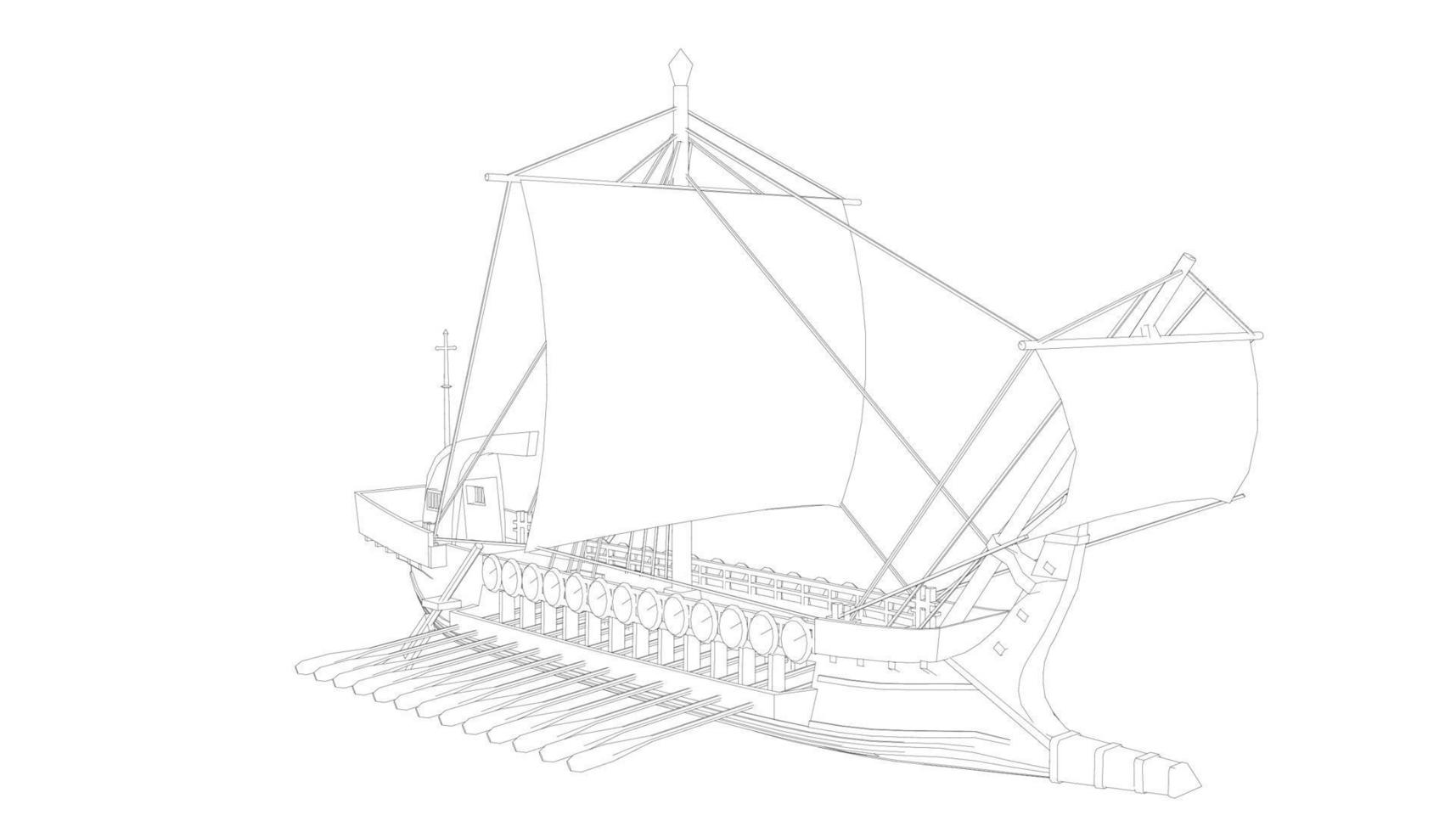 lineart style classic sailboat vector