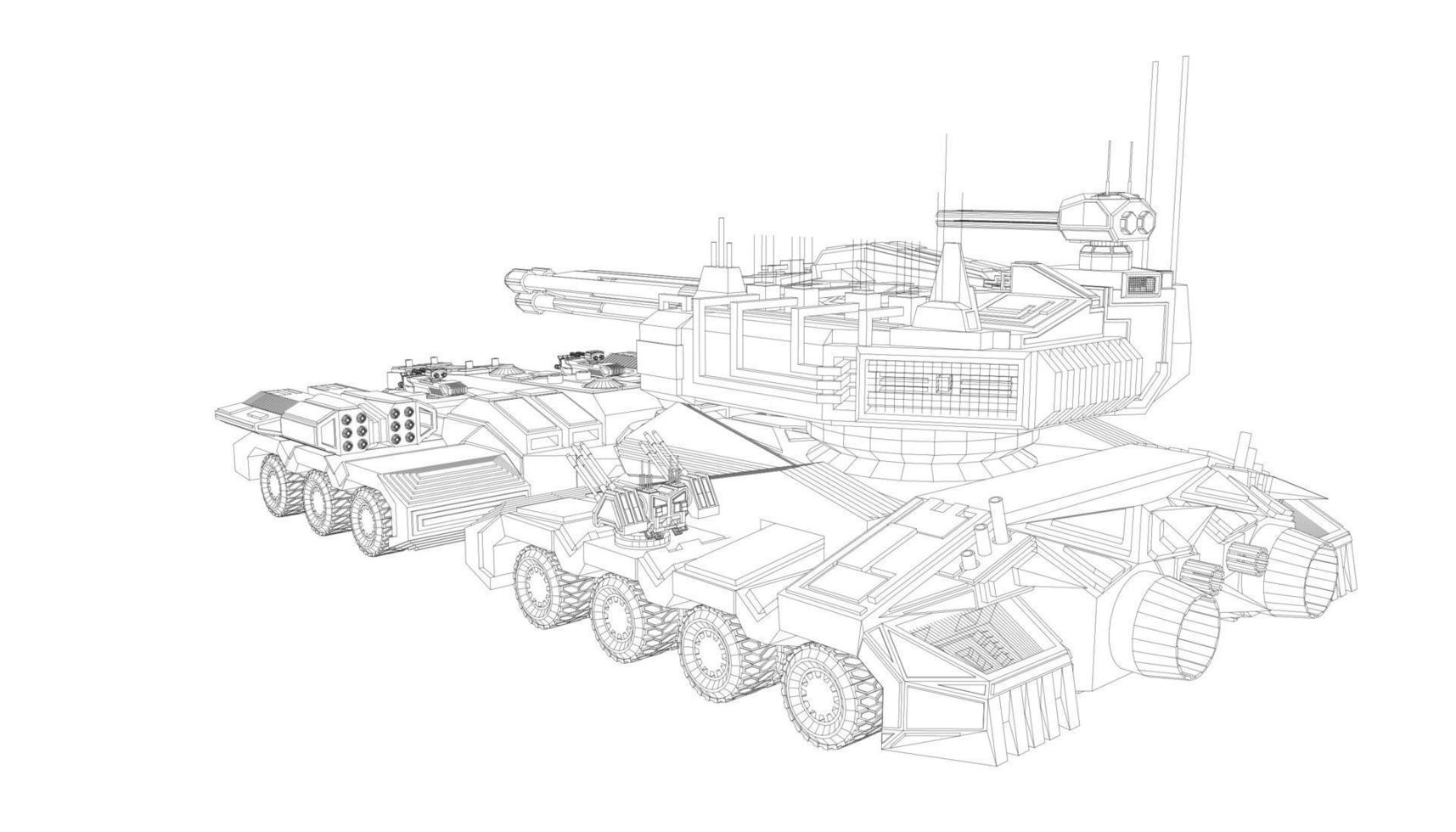 arte lineal del tanque destructor vector